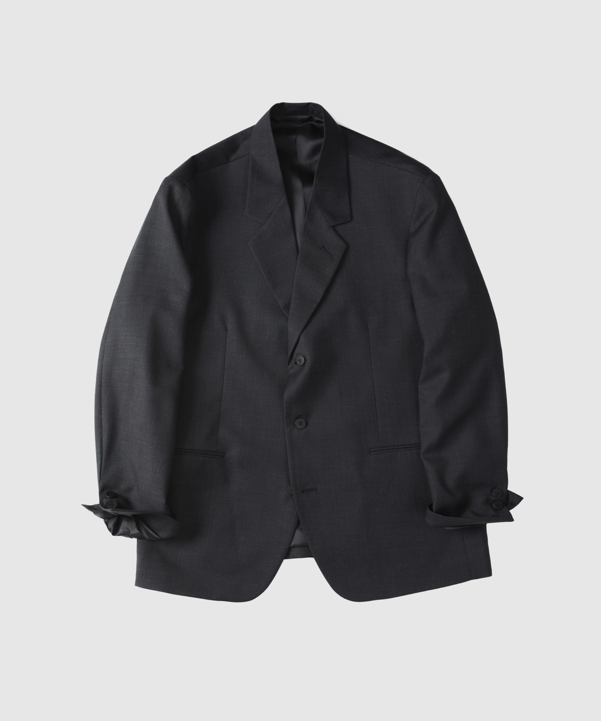 Wool Blended Three-Button Blazer – Deep