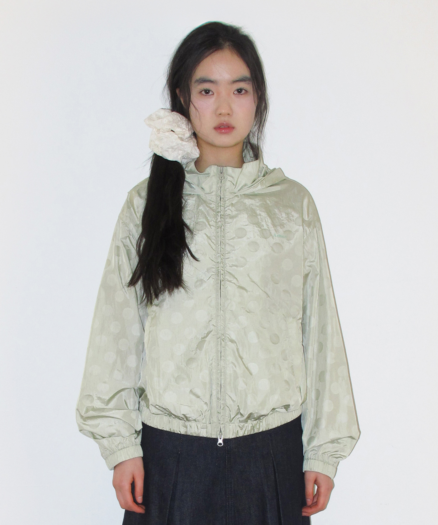 GLOSSY DOT WINDBREAKER GREEN
