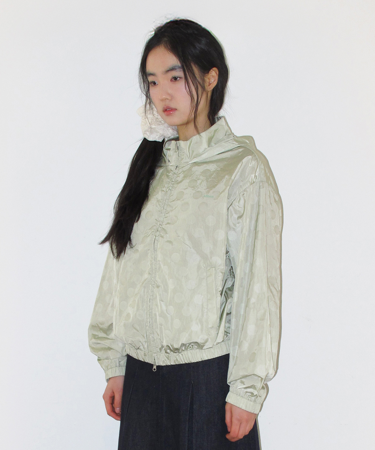 GLOSSY DOT WINDBREAKER GREEN