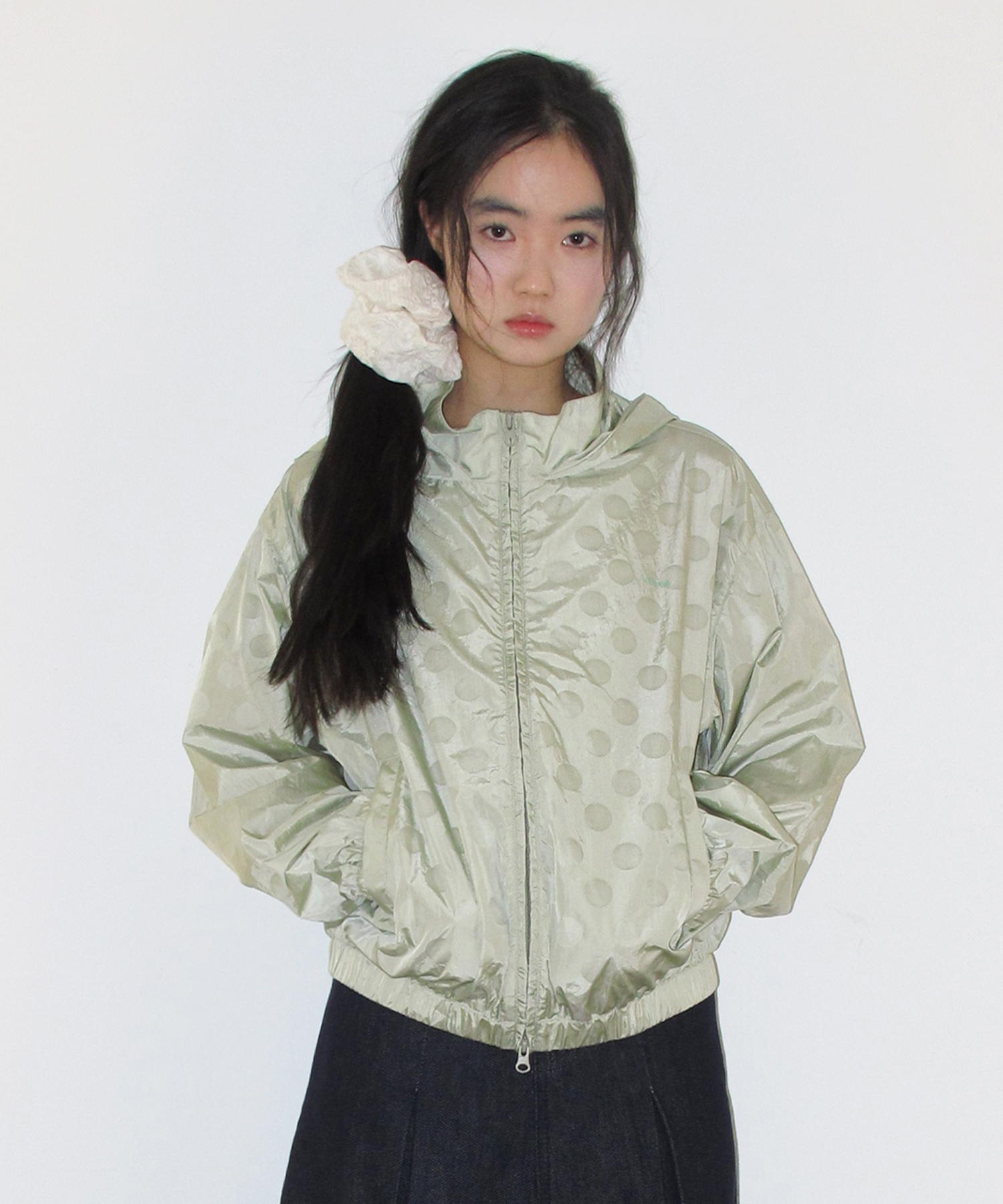 GLOSSY DOT WINDBREAKER GREEN