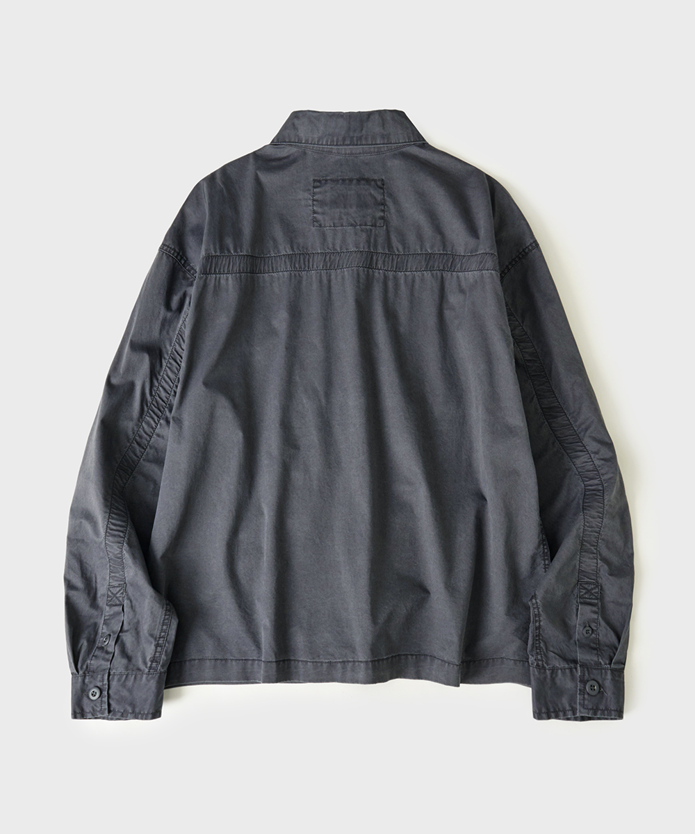 Trail Pocket Washed Shacket blue grey