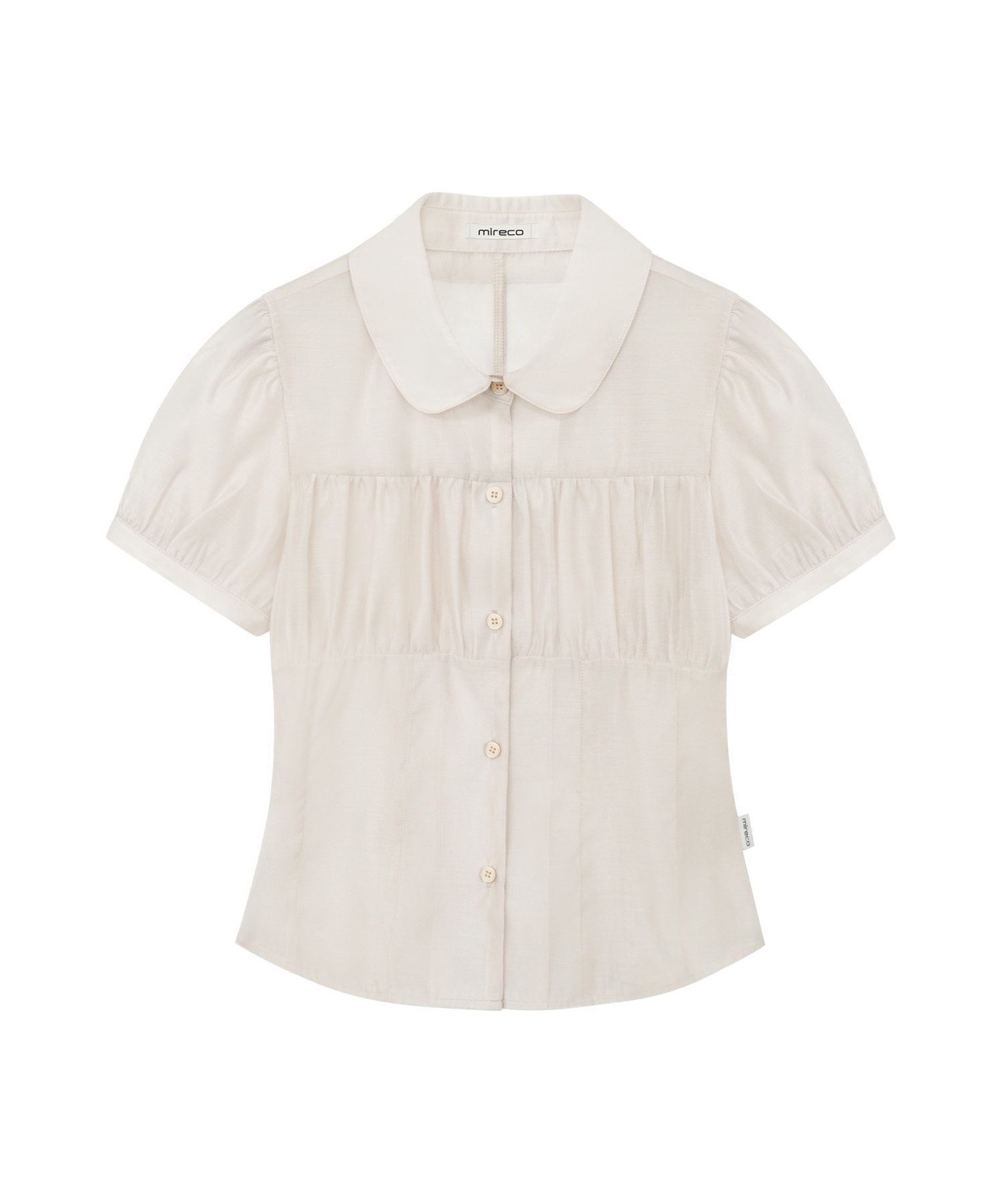SHIRRING SHEER BLOUSE ROSE BEIGE