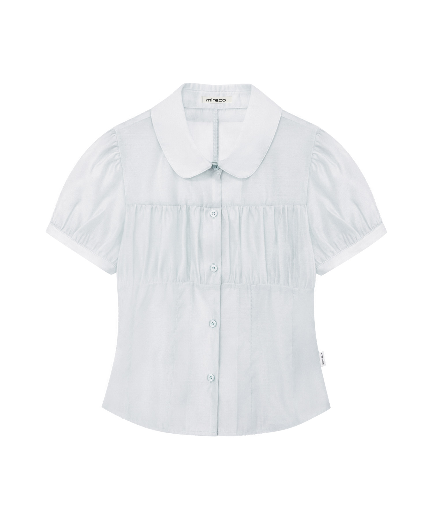 SHIRRING SHEER BLOUSE MISTY BLUE