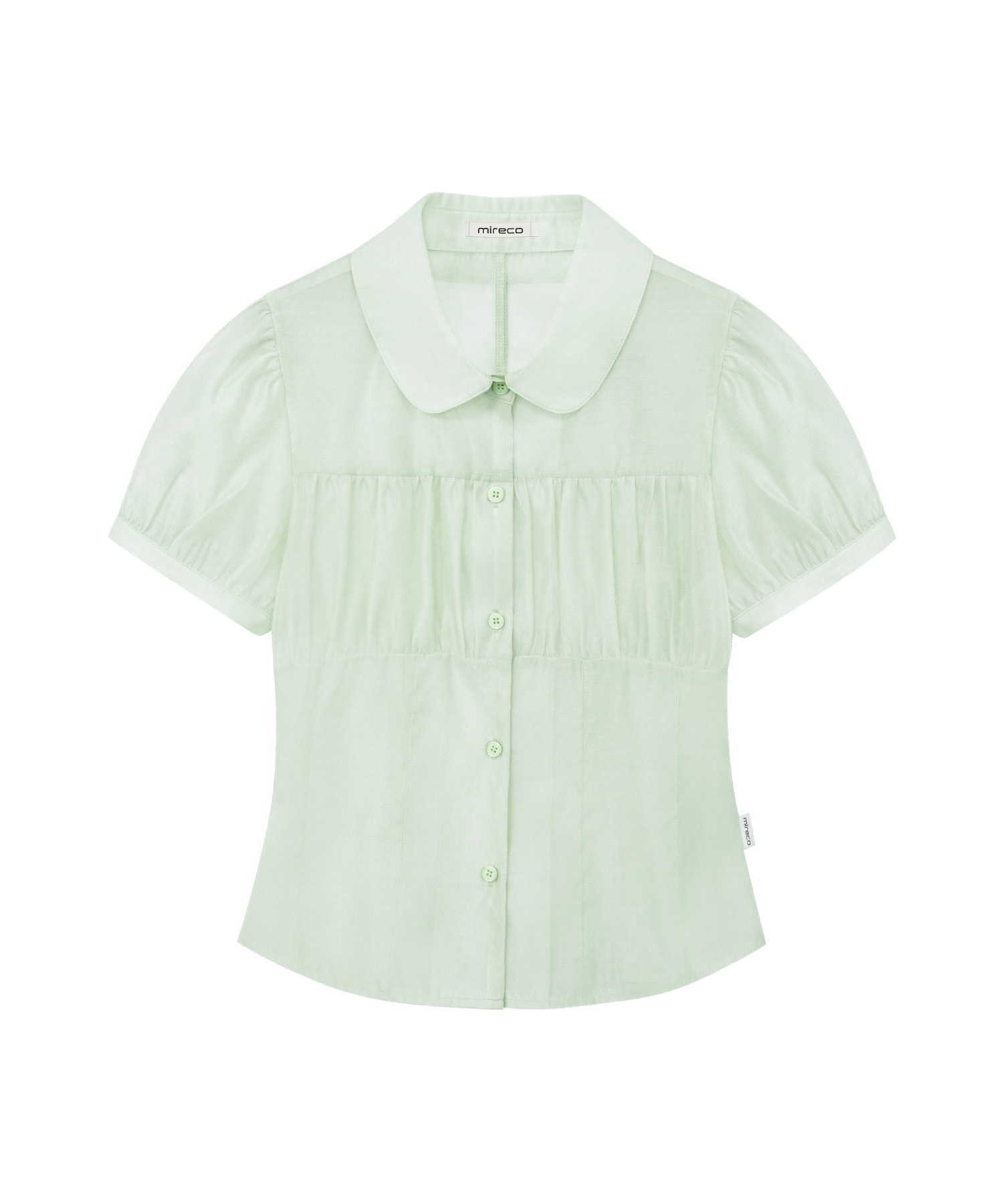 SHIRRING SHEER BLOUSE PISTACHIO