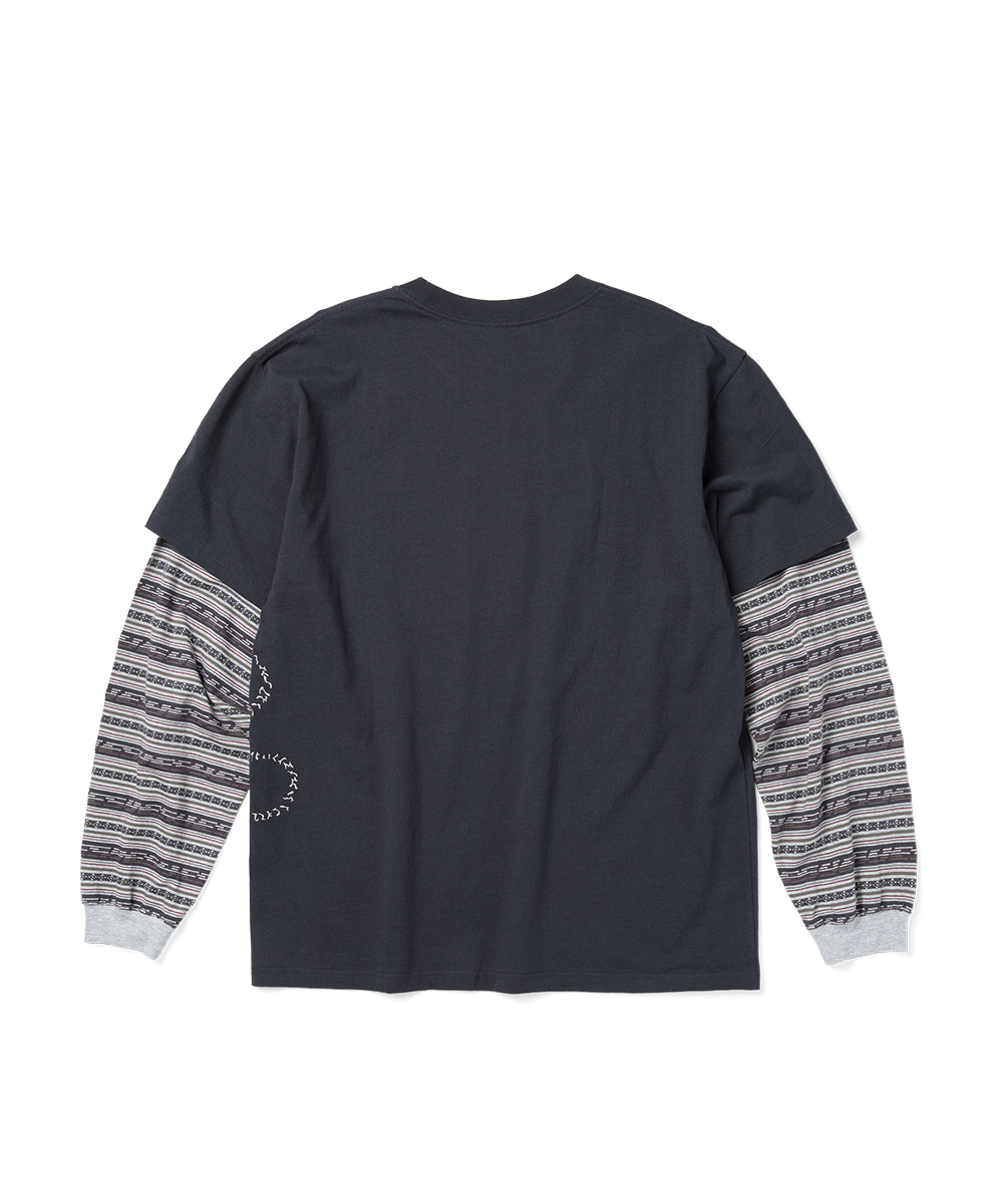 Y.E.S Jacquard Stripe Layerd L/S Charcoal