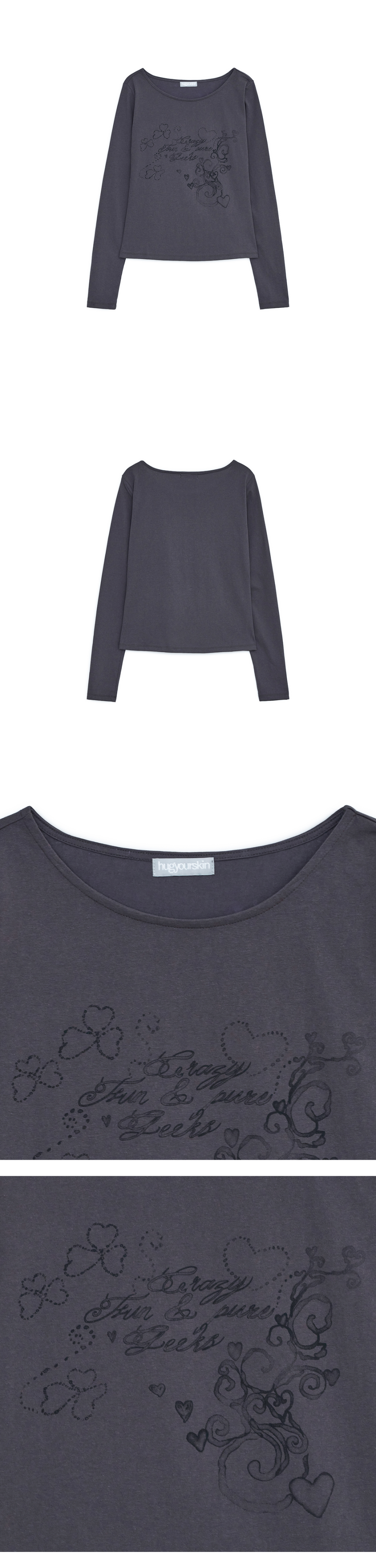 MELLOW PRINT LONG SLEEVE TEE - 2 COLORS CHARCOAL