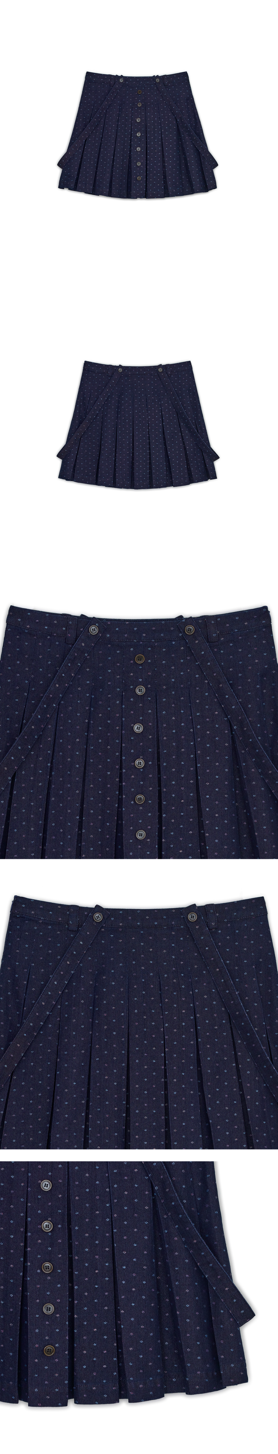 STRAP BUTTON PLEATED SKIRT - 2 COLORS PURPLE