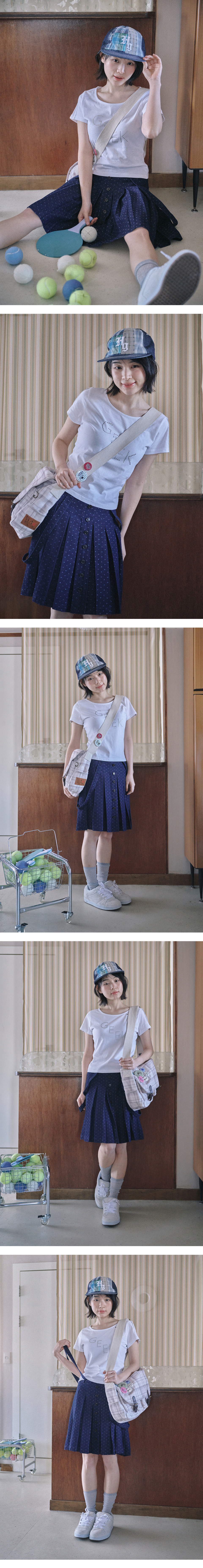 STRAP BUTTON PLEATED SKIRT - 2 COLORS PURPLE