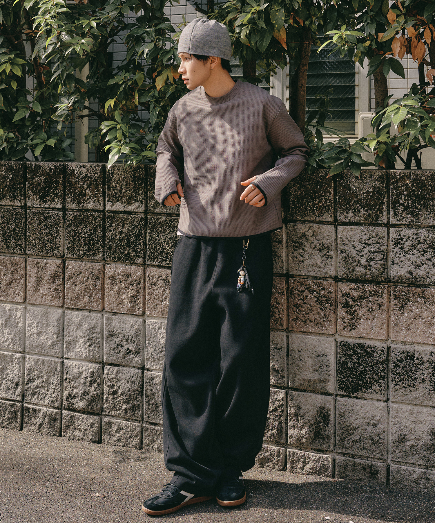 Waffle Finger Hole Long Sleeve [Vintage Grey]