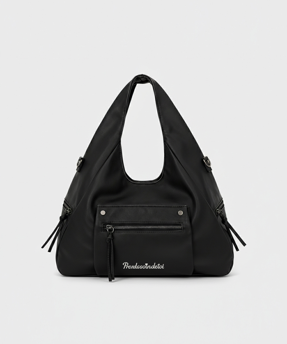 Soft volume stud zip taper сумка чёрный