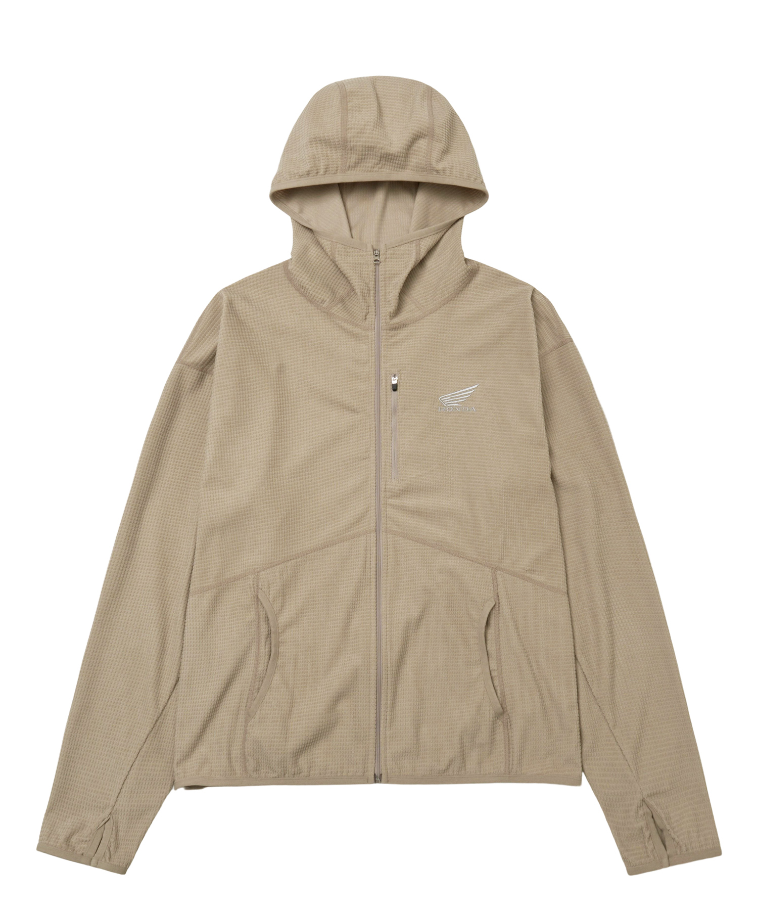 H-Tech Grid Fleece Hoodie Zip-Up Beige