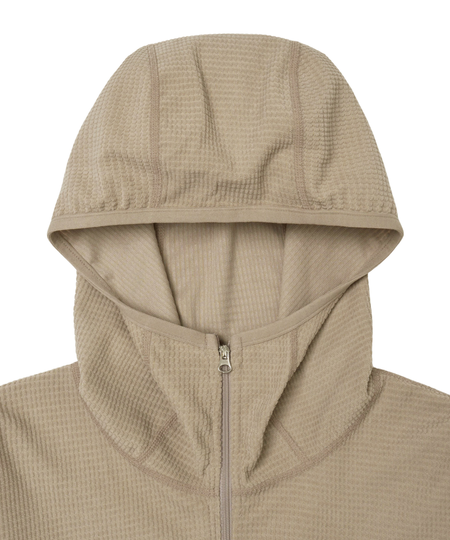 H-Tech Grid Fleece Hoodie Zip-Up Beige