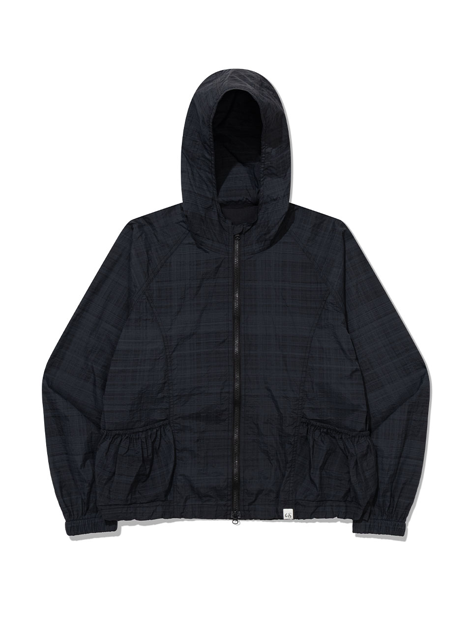 RUFFLE CHECKERED WINDBREAKER JACKET(BLACK)