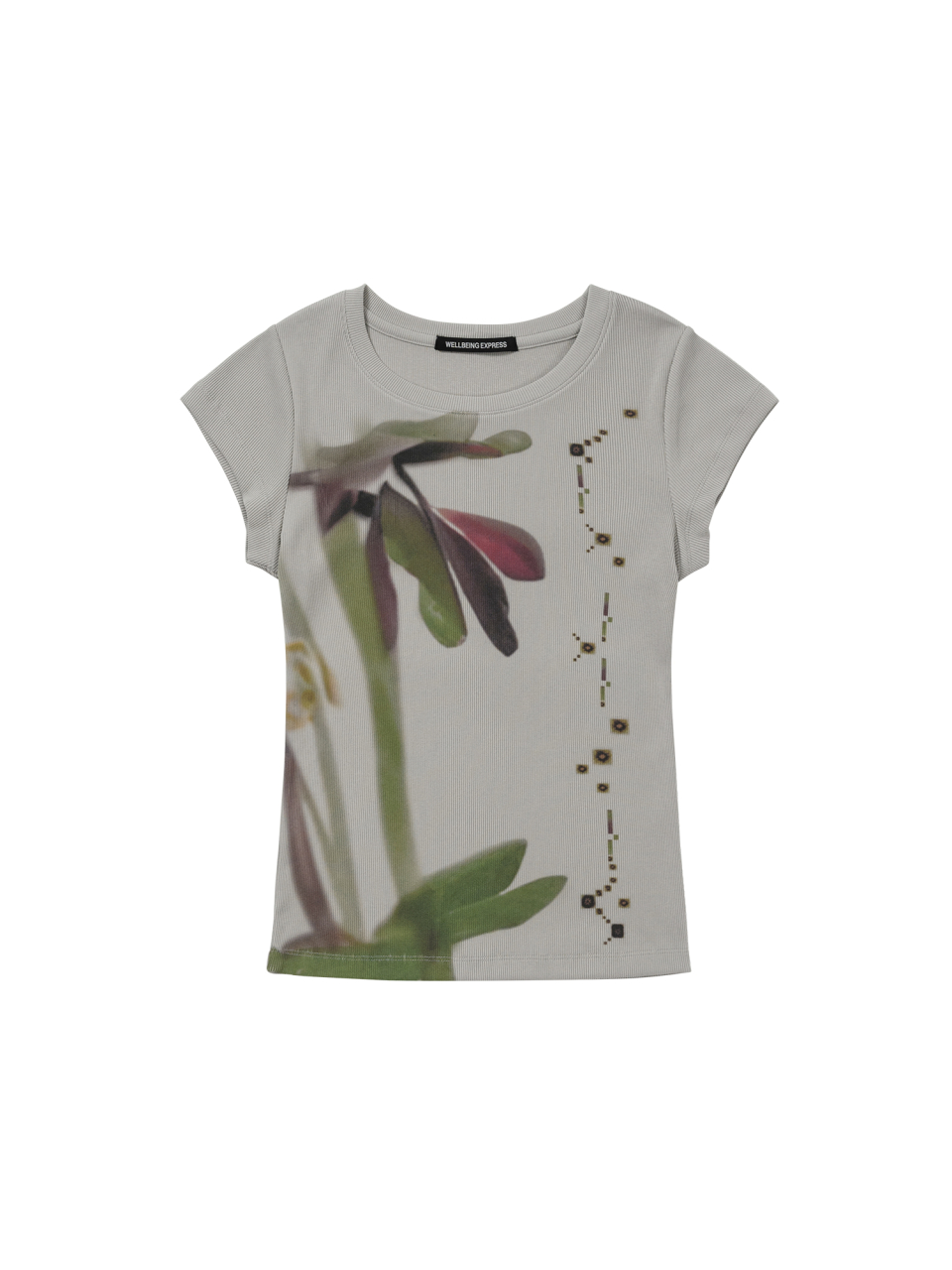 FLOWER HALF SLEEVE TEE - 3 COLORS GREY