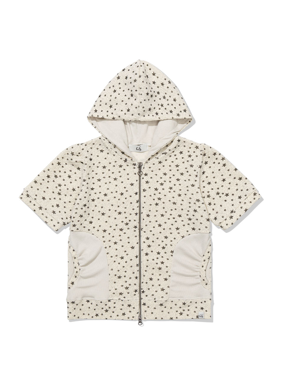 STAR SHIRRING HOODED ZIP-UP(IVORY)