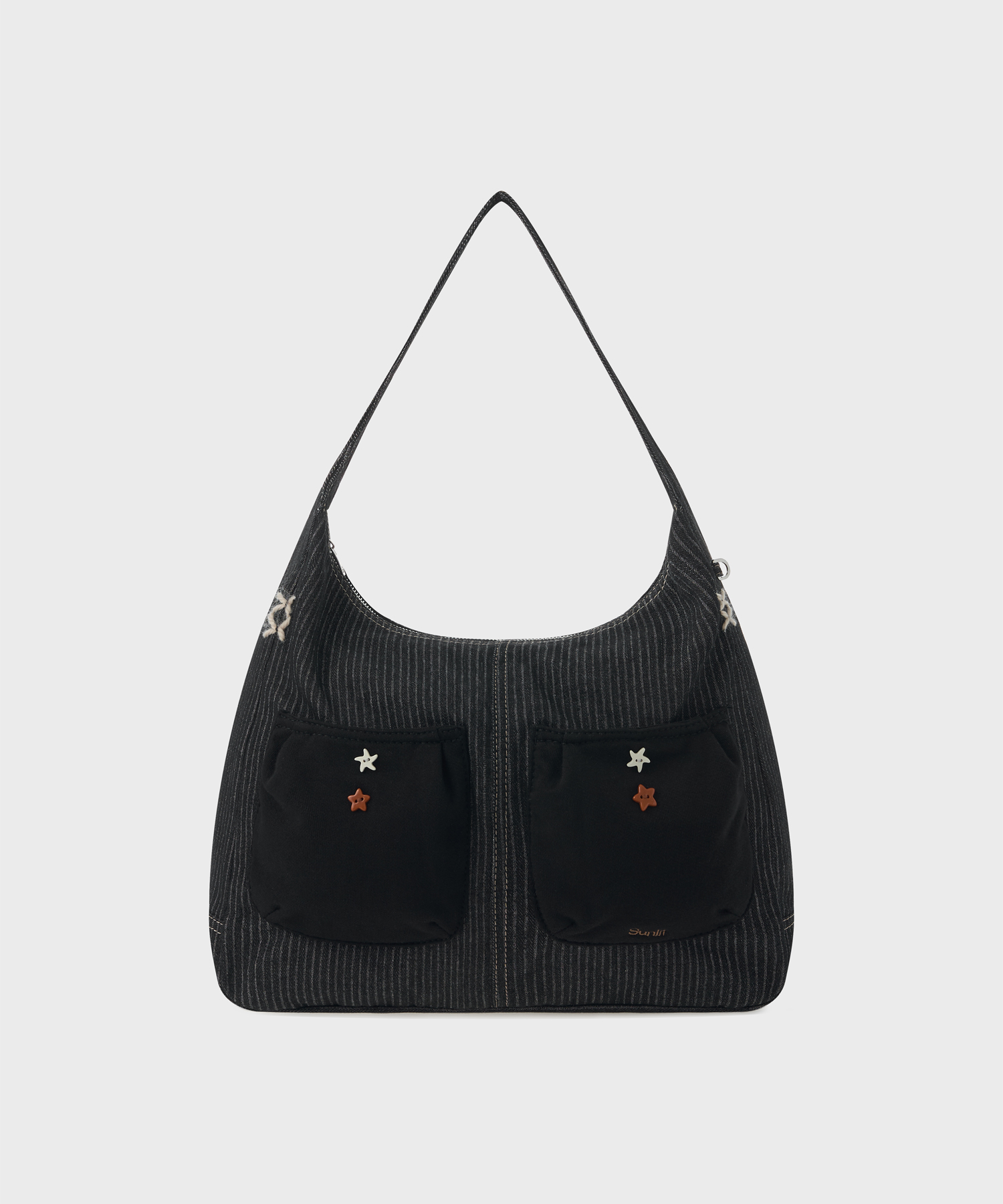 DENIM HOBO BAG (BLACK)