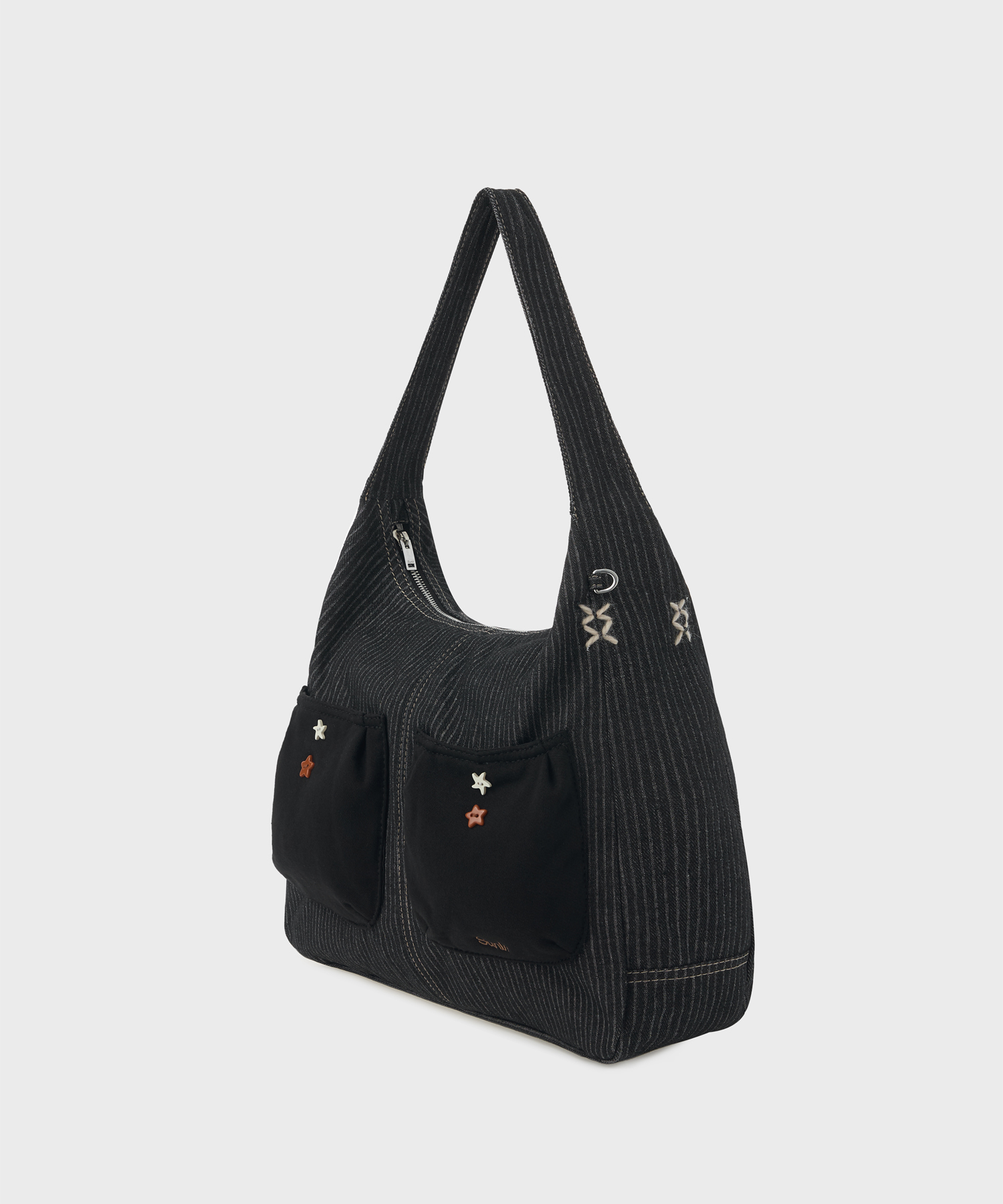 DENIM HOBO BAG (BLACK)