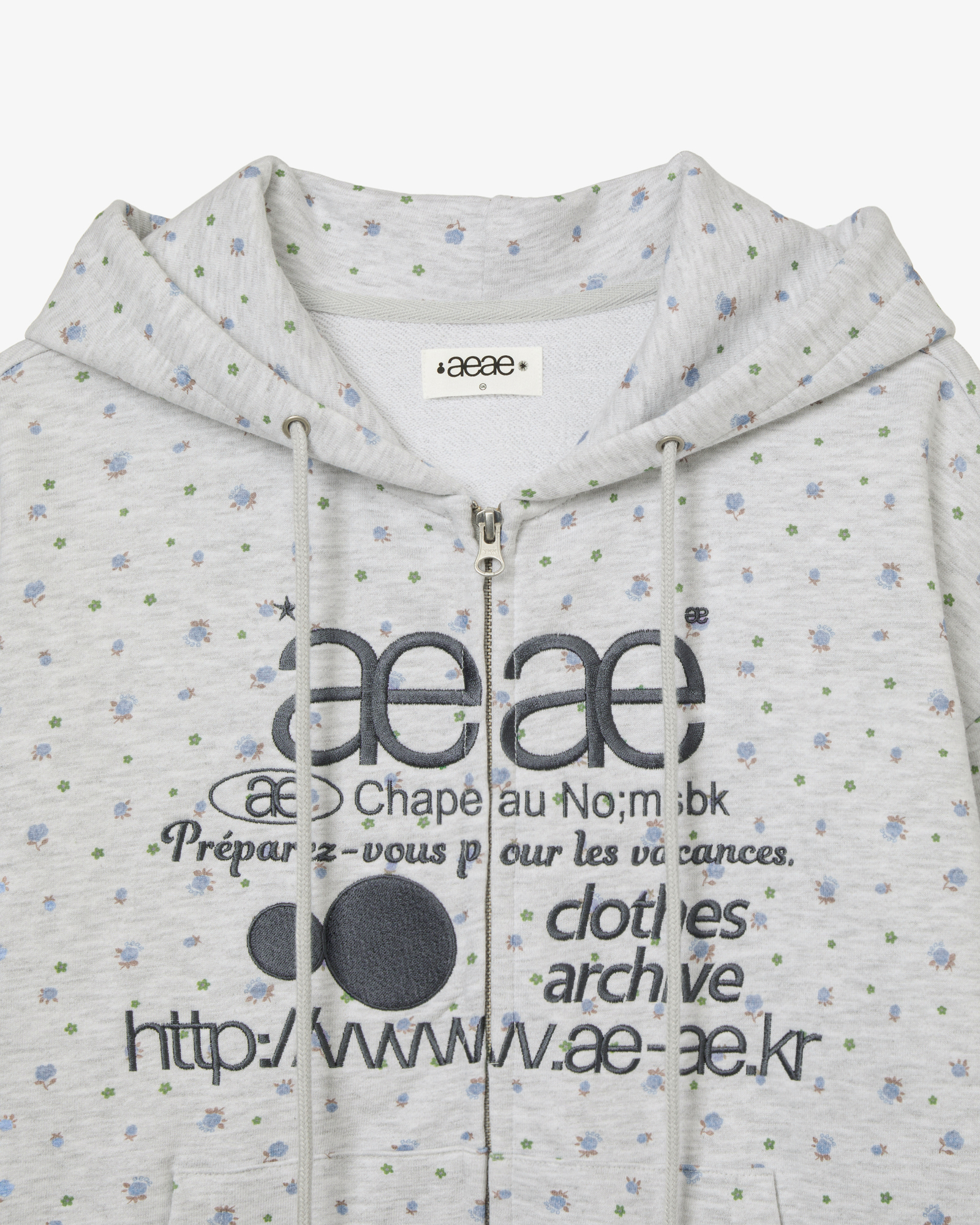 WEB LOGO FLOWER HOOD ZIP UP [BLUE]