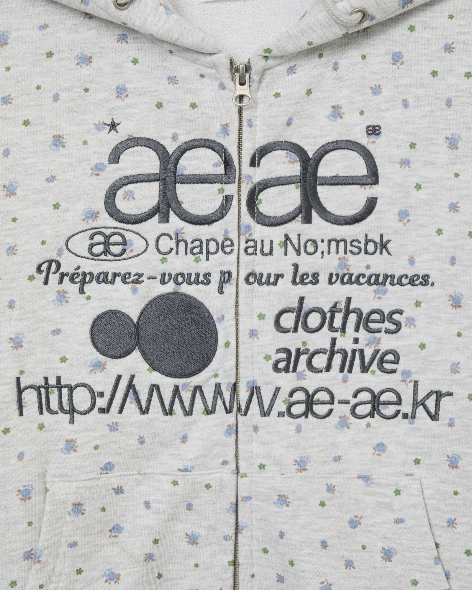 WEB LOGO FLOWER HOOD ZIP UP [BLUE]
