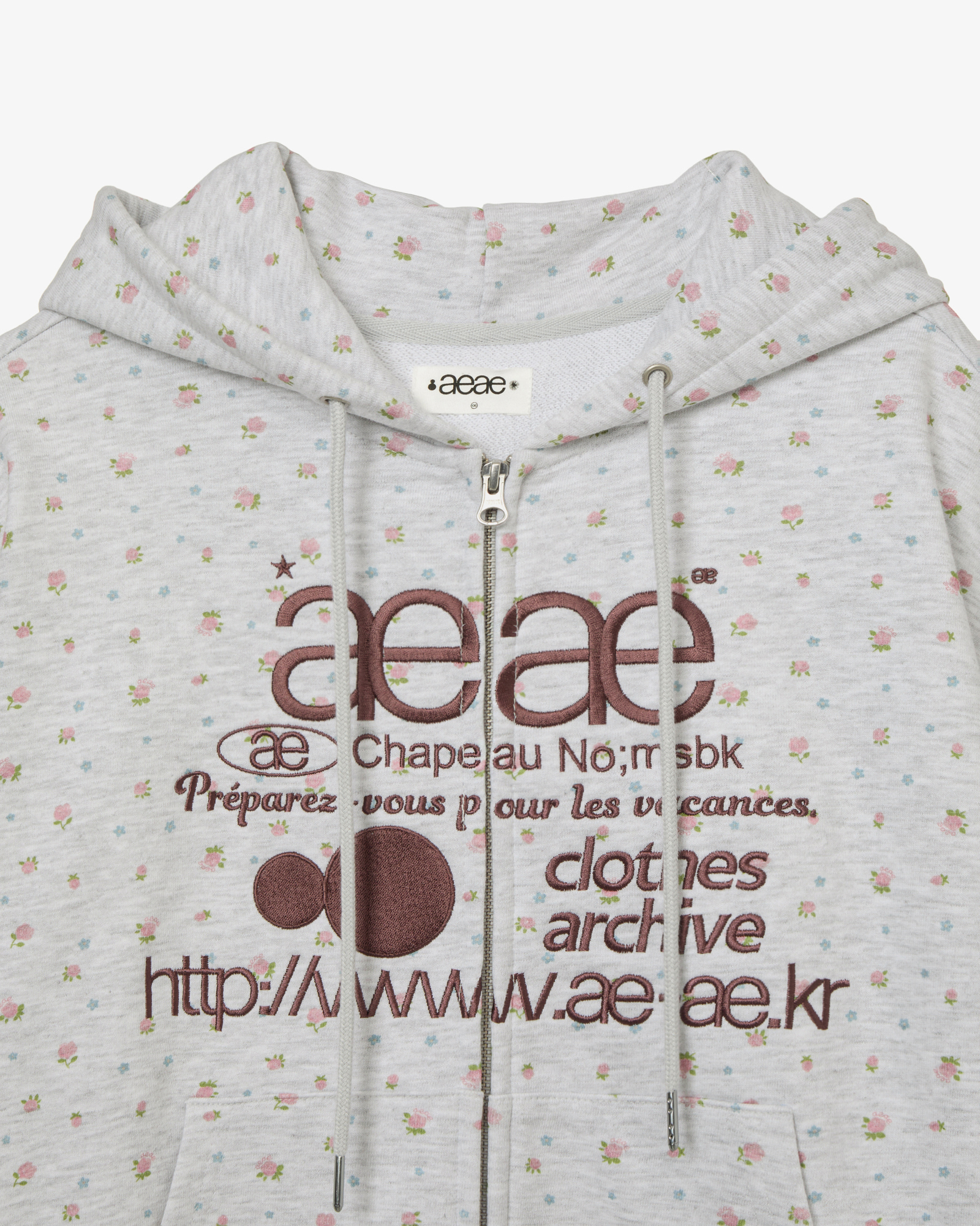 WEB LOGO FLOWER HOOD ZIP UP [PINK]