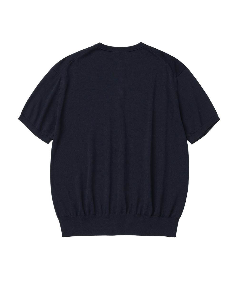 [Happy Guy Jeongho PICK] Basic Cool Henley кроп кнопка вязаная маечка [NAVY]