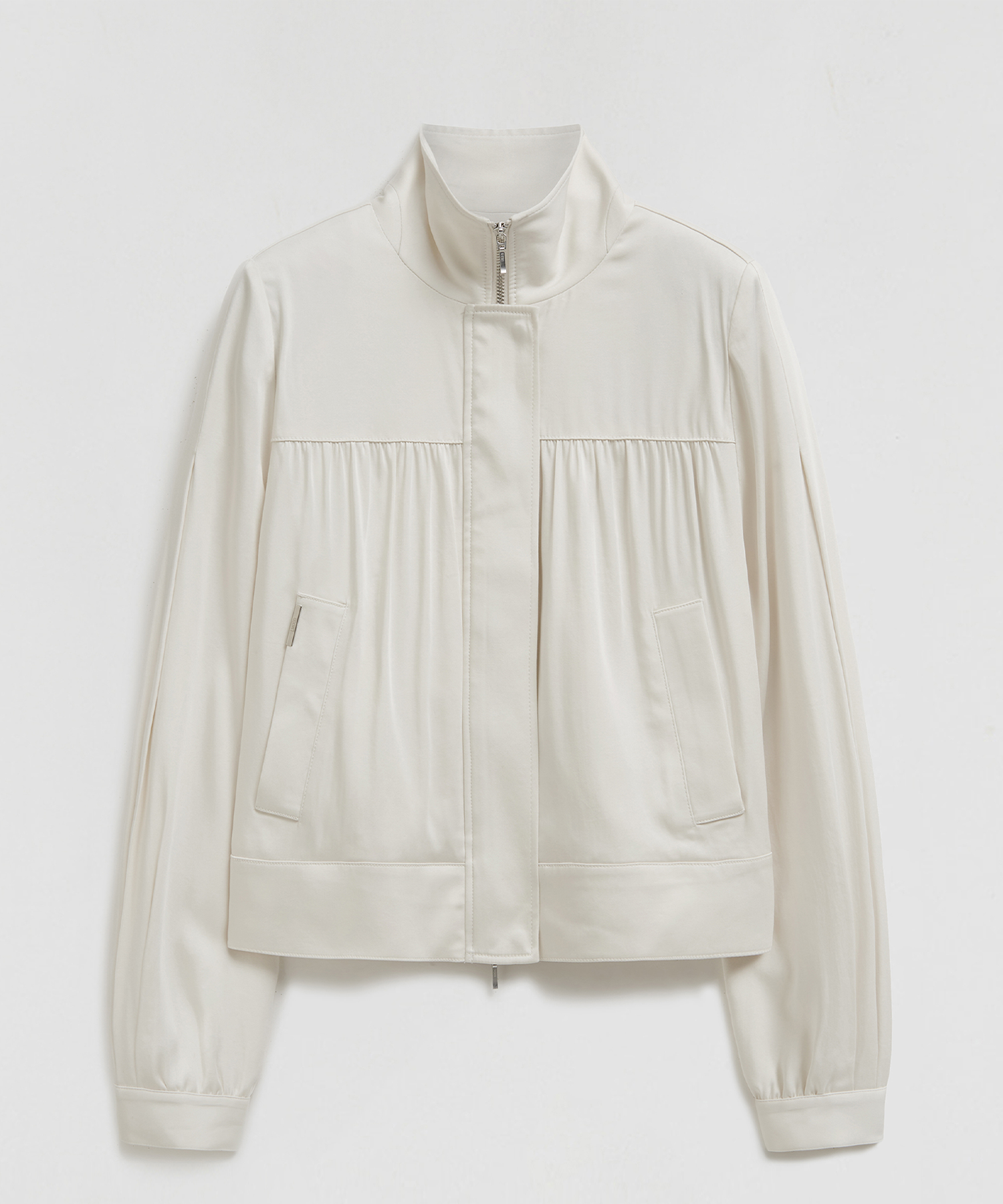 Dion Lyocell Shirring Jacket Satin Cream