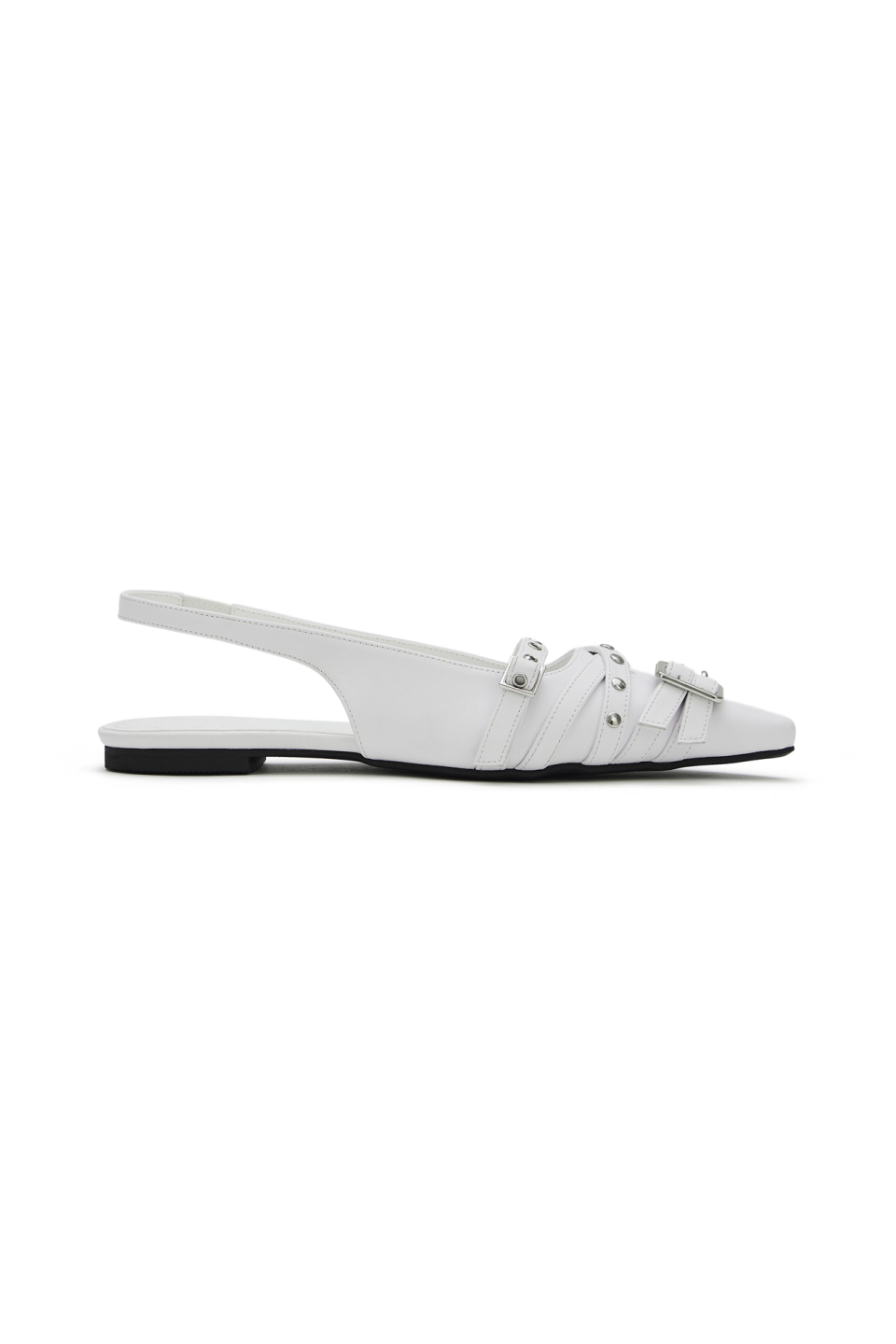 BUCKLE STUD AND EYELET SLINGBACKS - 3 COLORS WHITE