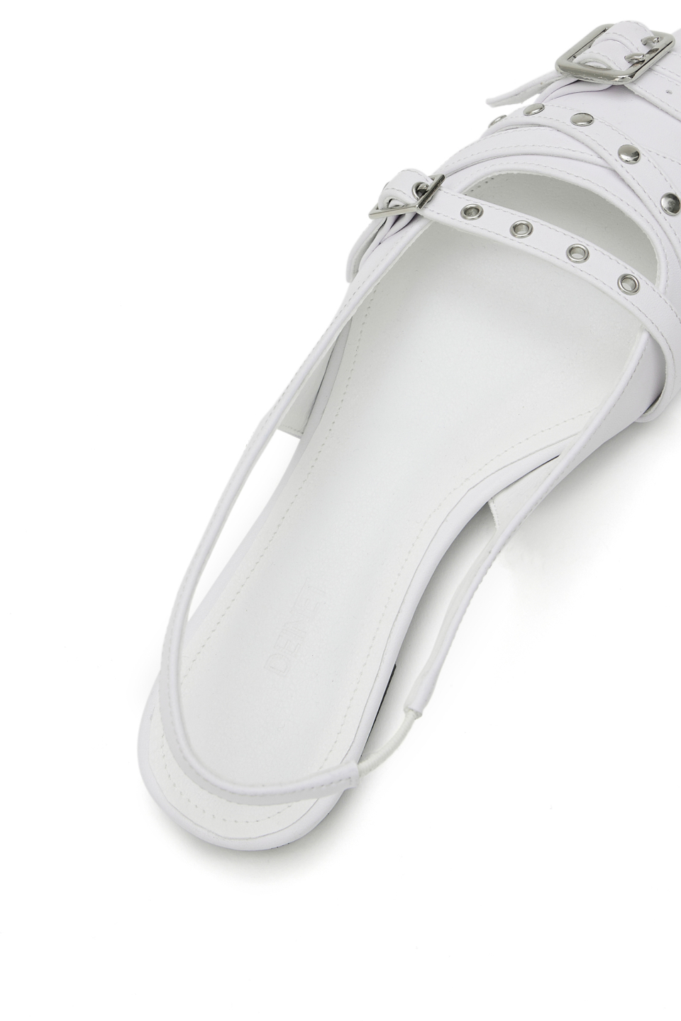 BUCKLE STUD AND EYELET SLINGBACKS - 3 COLORS WHITE