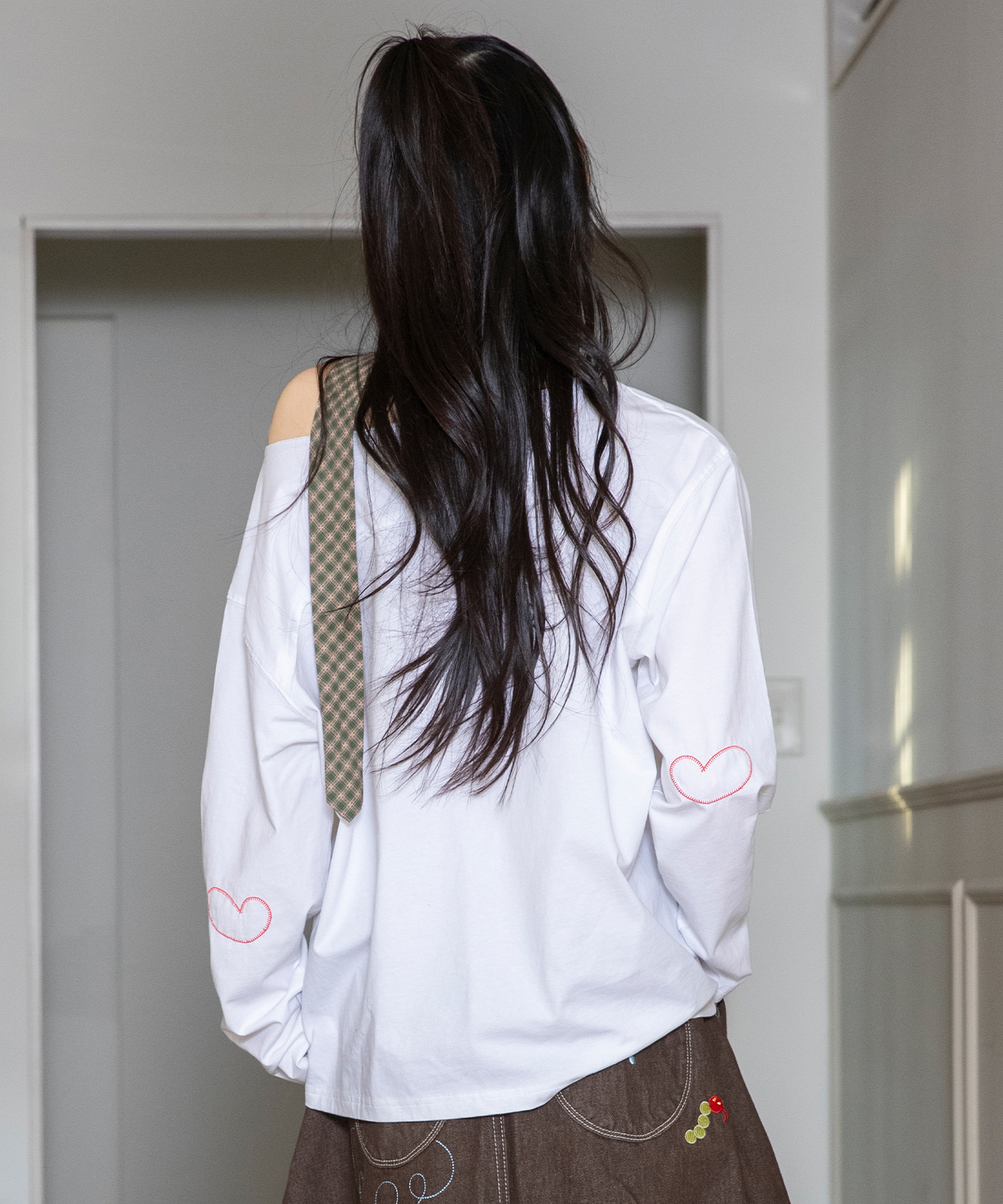 Лонгслив на одно плечо WXT088 (WHITE)