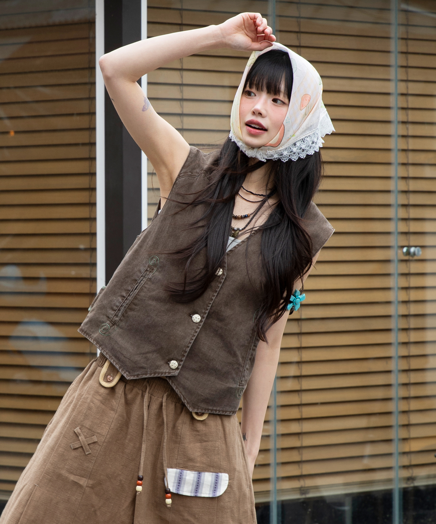 Винтажный жилет WXJ039 Onpu (BROWN)