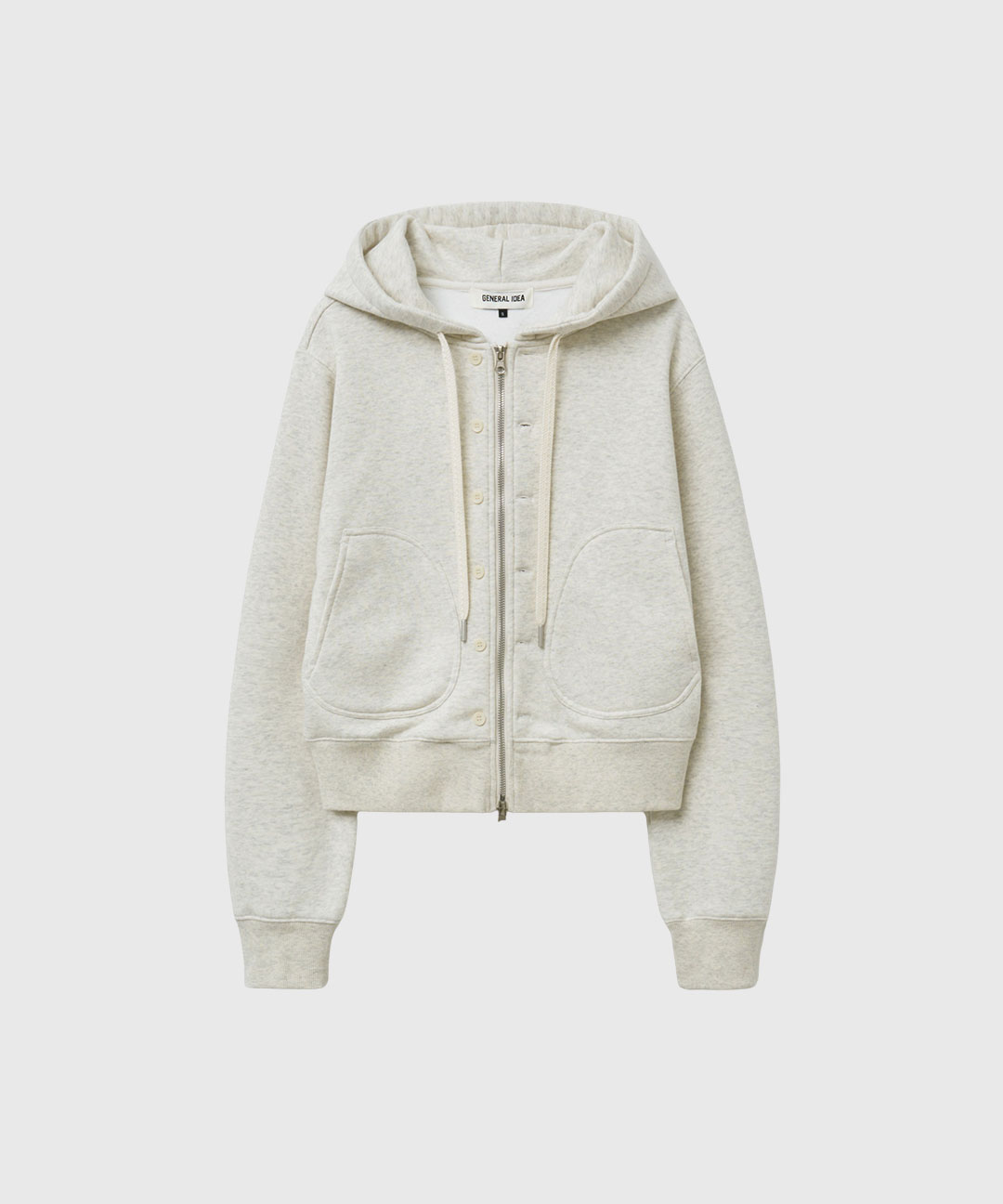 woman snap hood zip-up [beige]