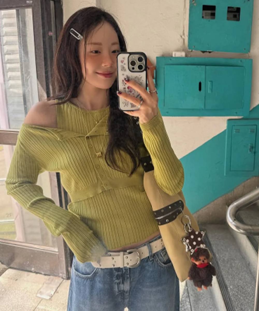 woman boat neck cardigan sleeveless set [avocado]