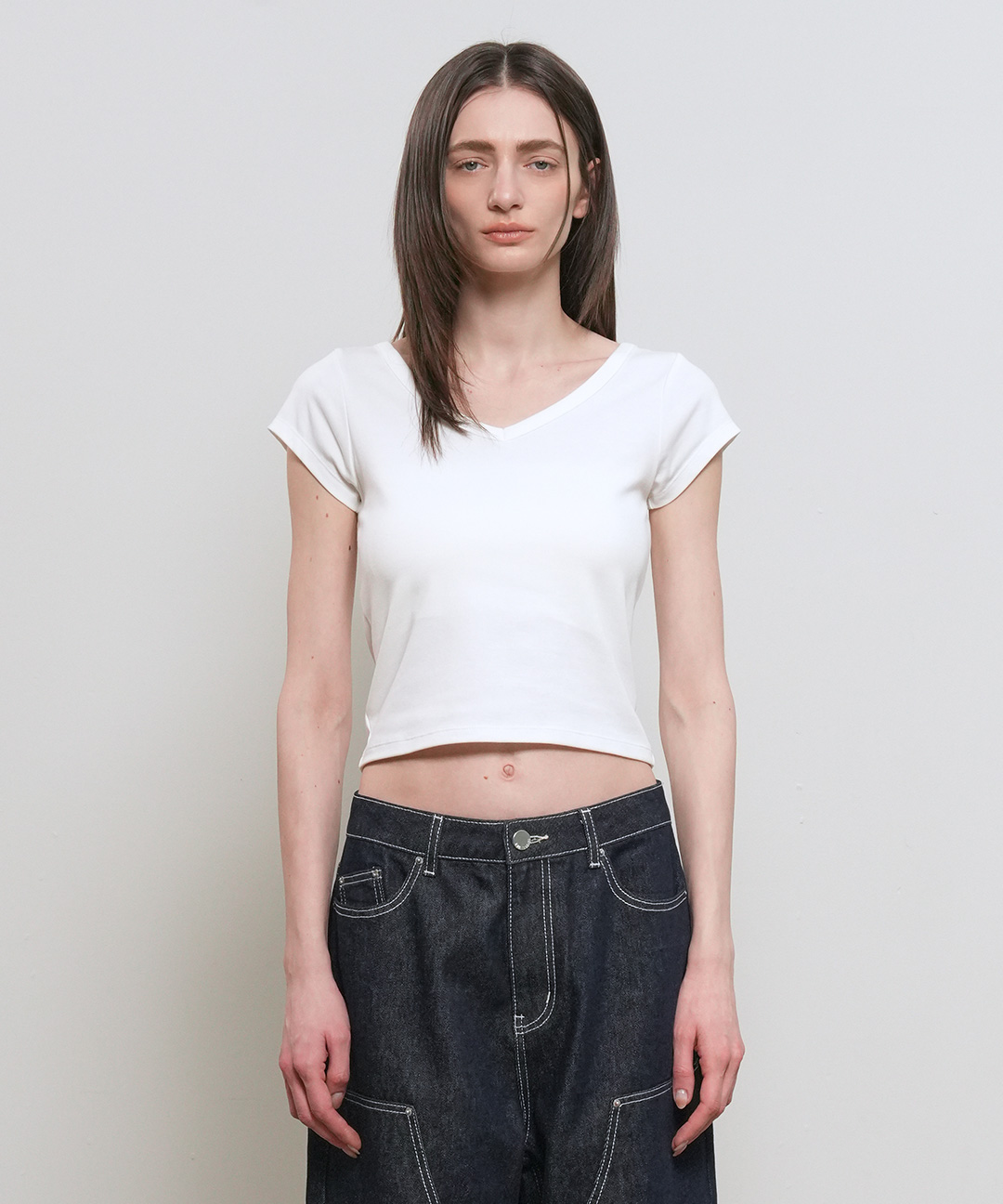 woman daily short sleeve v-neck футболка [white]