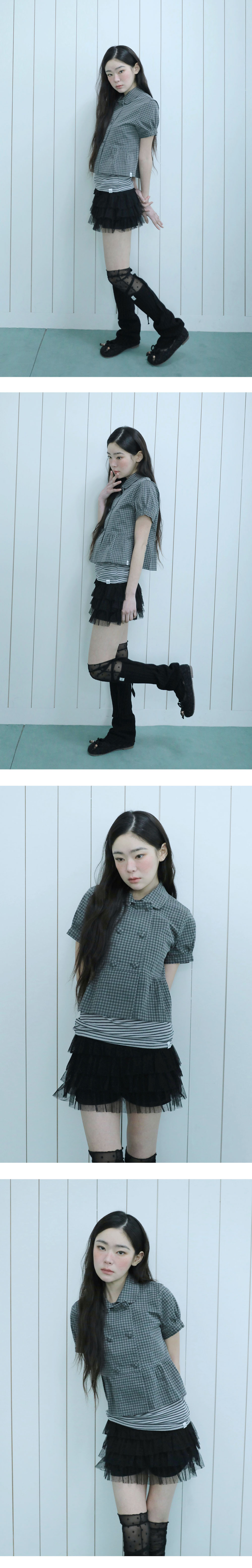 MUSINSA | UGLYSHADOW Double Blouse Jacket (Check Black)