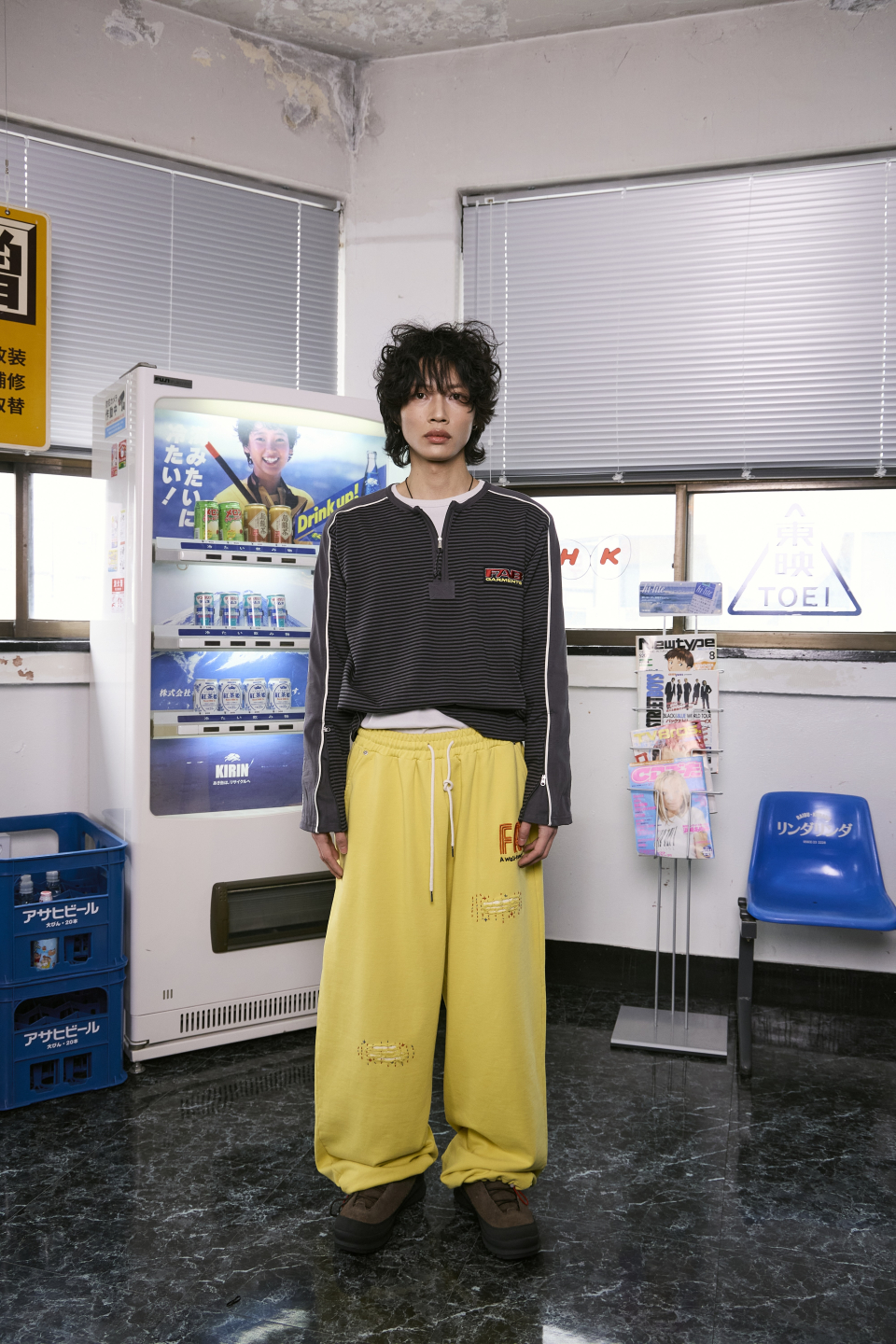 MUSINSA公式 | GARMENTS FAB Washed Hand Stitch Sweatpants (YELLOW)
