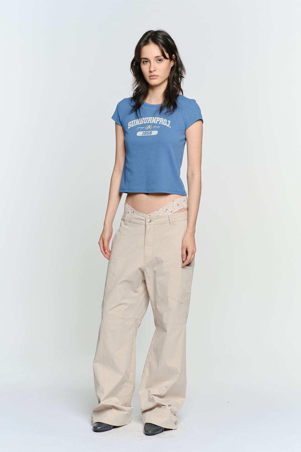 SUNBURN LOGO CAP SLEEVE T-SHIRT - 2 COLORS BLUE