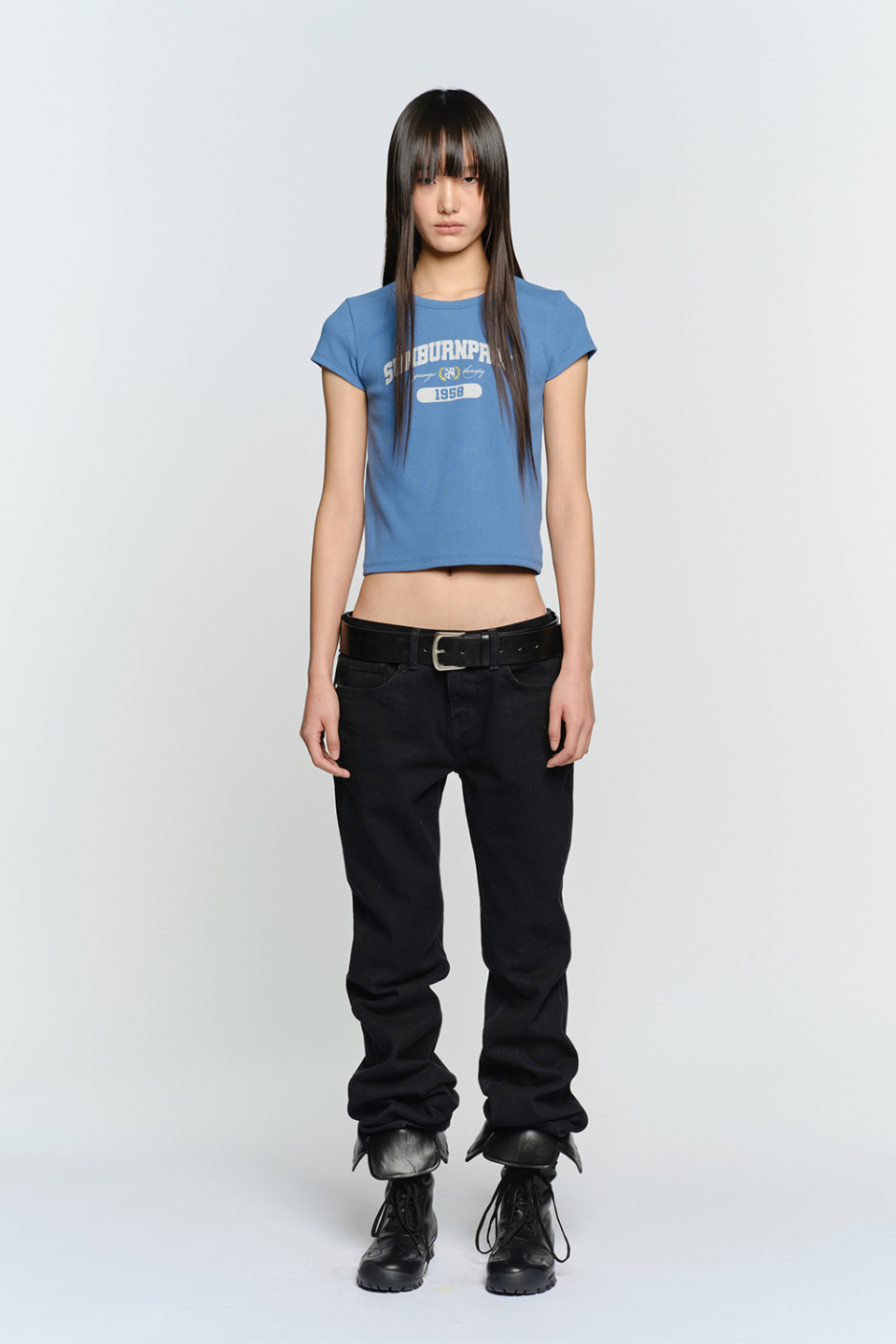 SUNBURN LOGO CAP SLEEVE T-SHIRT - 2 COLORS BLUE