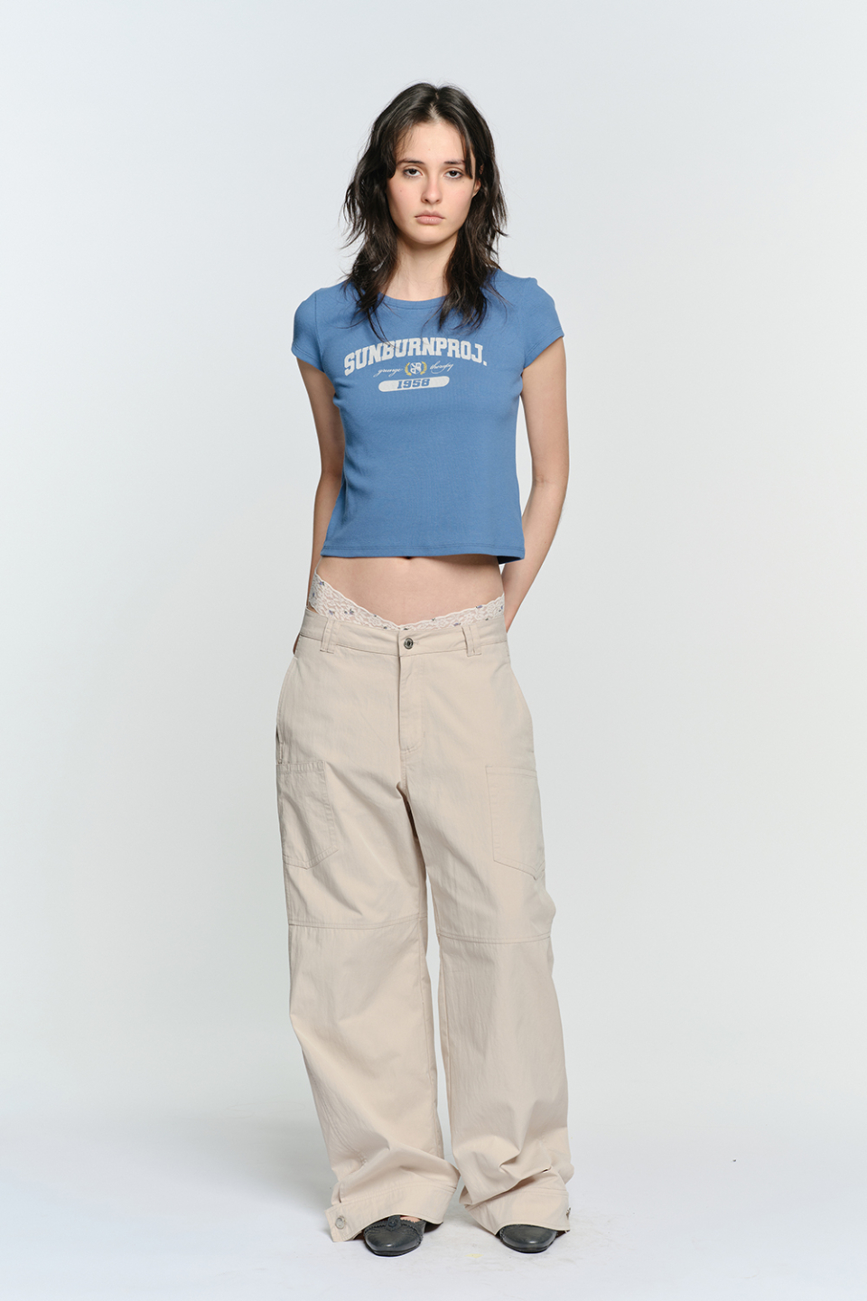 SUNBURN LOGO CAP SLEEVE T-SHIRT - 2 COLORS BLUE