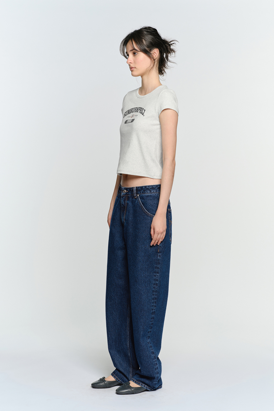 SUNBURN LOGO CAP SLEEVE T-SHIRT - 2 COLORS MELANGE GREY