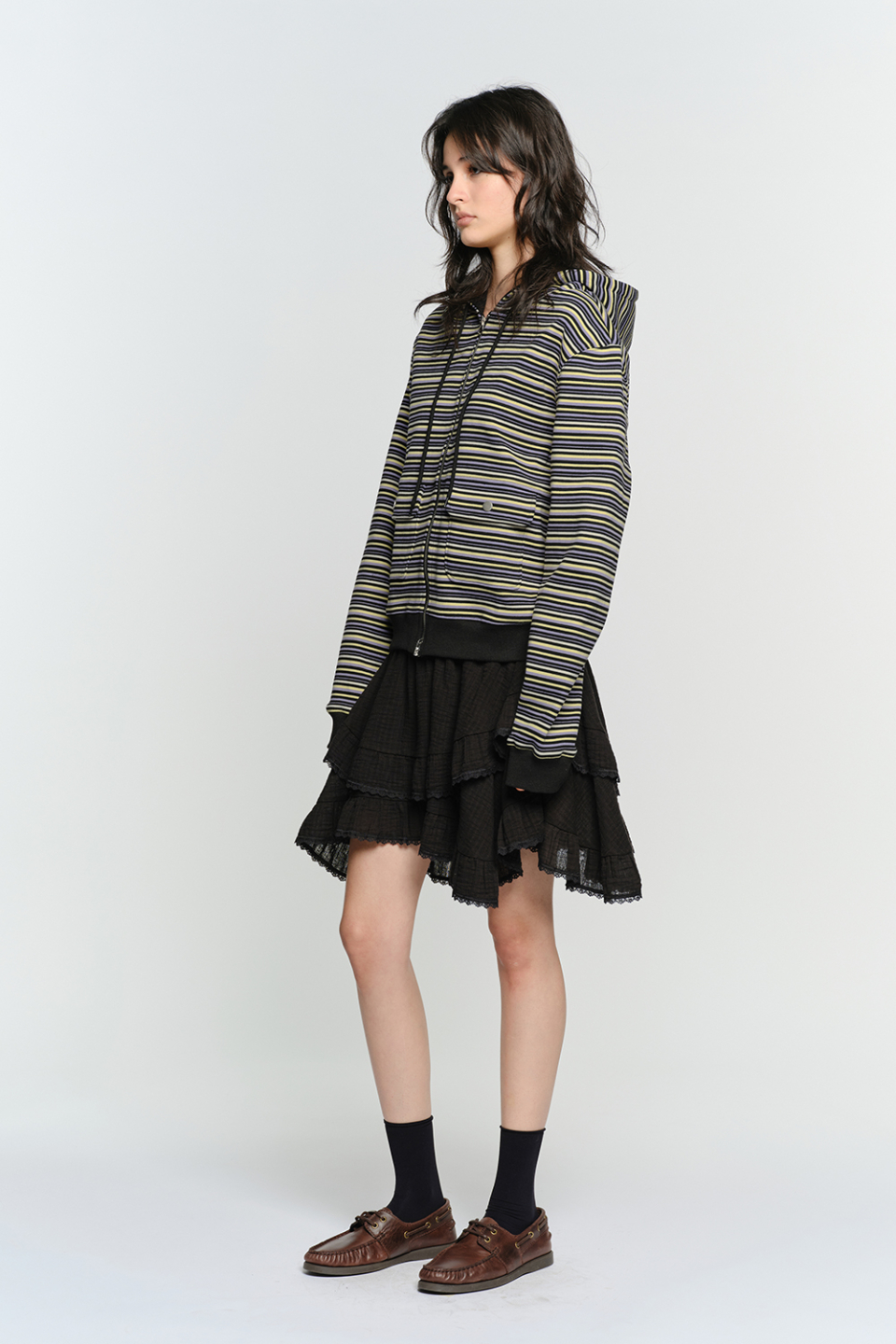 MUSINSA | SUNBURNPROJECT STRIPE FLAP POCKET HOODIE ZIP-UP, BLACK