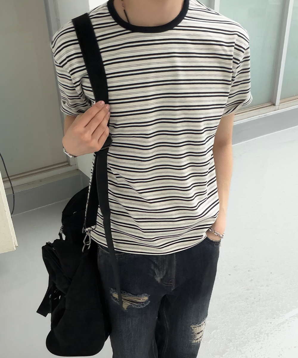 steady stripe crop T-Shirt : 3colors