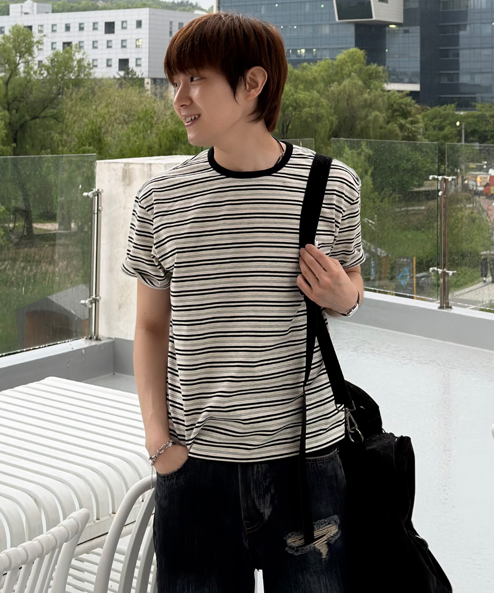 steady stripe crop T-Shirt : 3colors