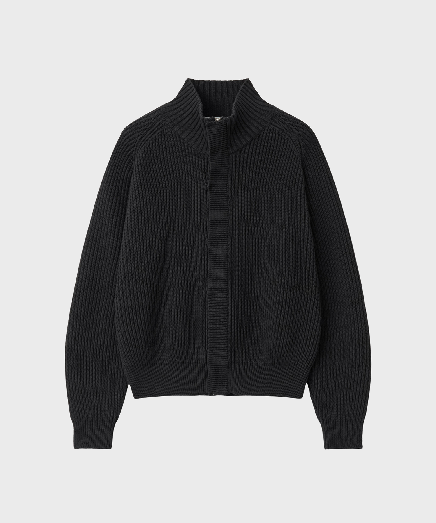Хлопковая куртка на молнии с высоким горлом (Black)