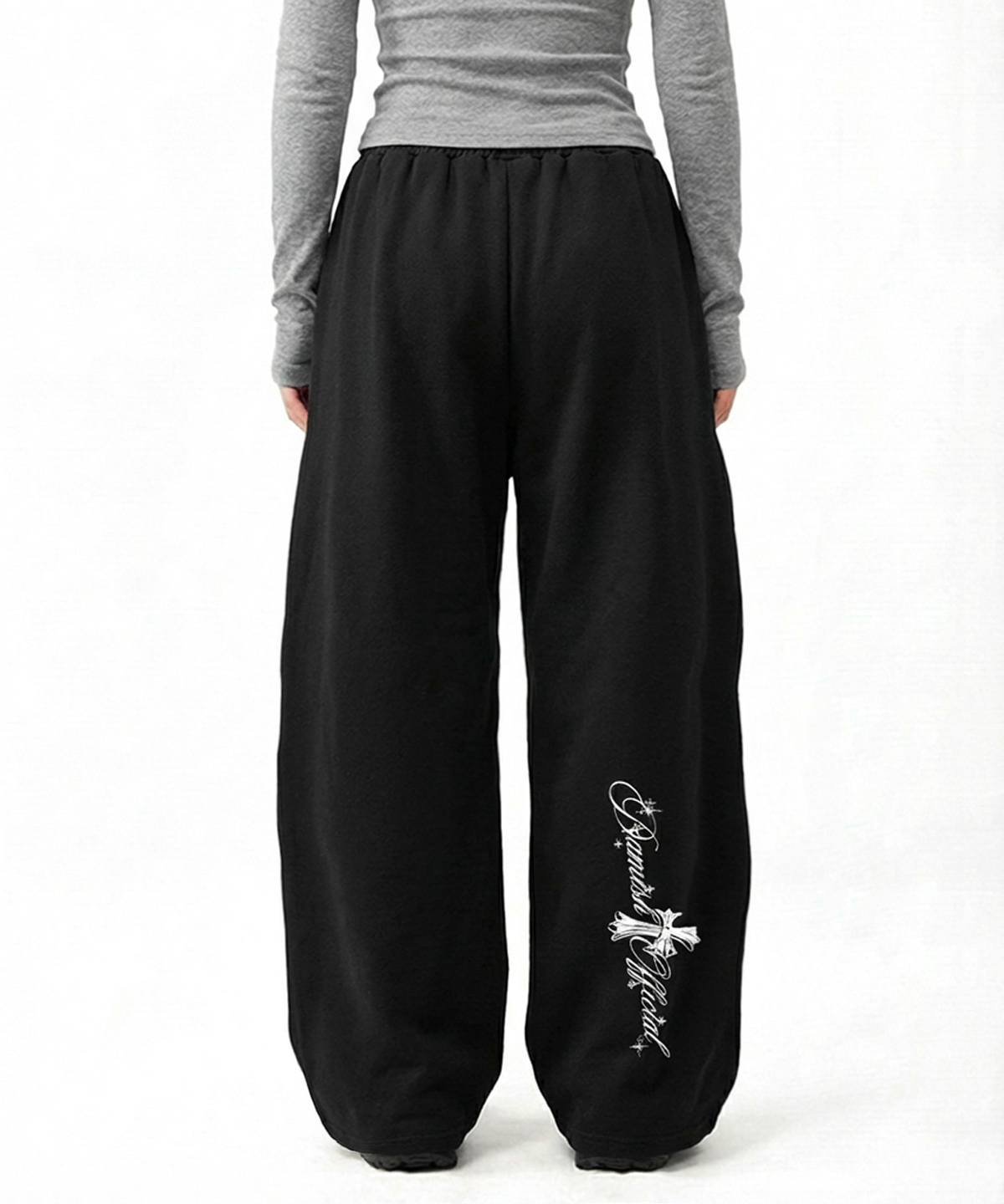 cross wide one tuck sweat pants_black