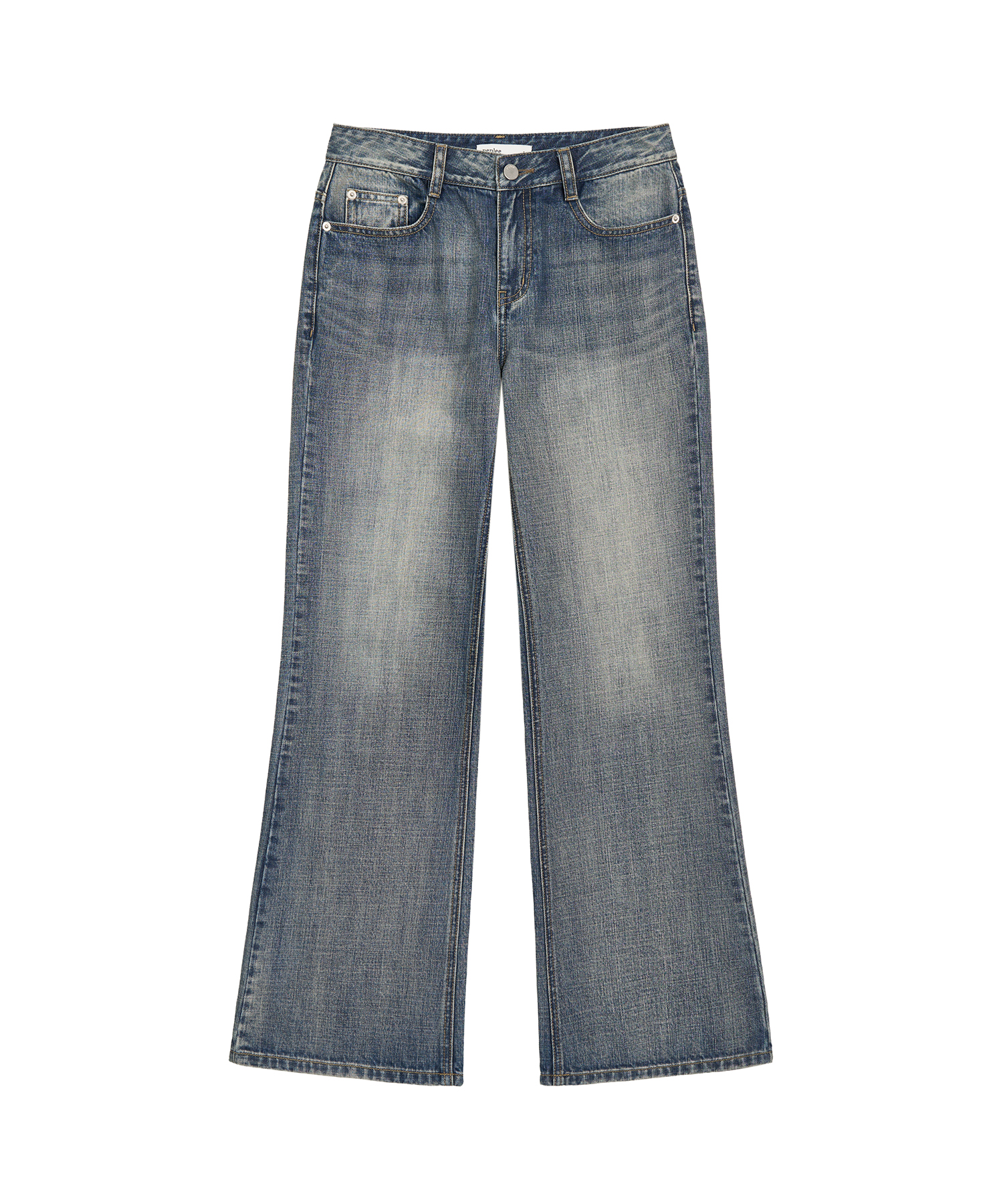 Washed Denim Boots Cut Pants (Blue)