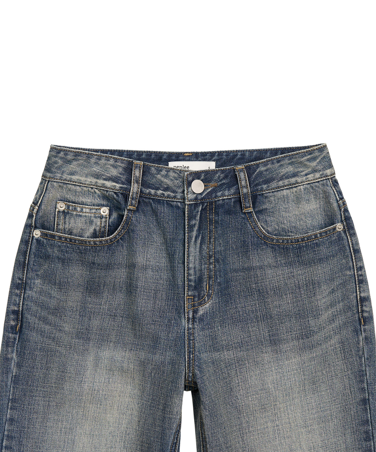 Washed Denim Boots Cut Pants (Blue)
