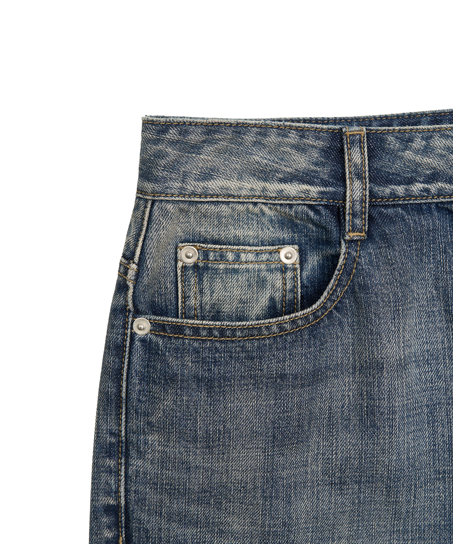 Washed Denim Boots Cut Pants (Blue)