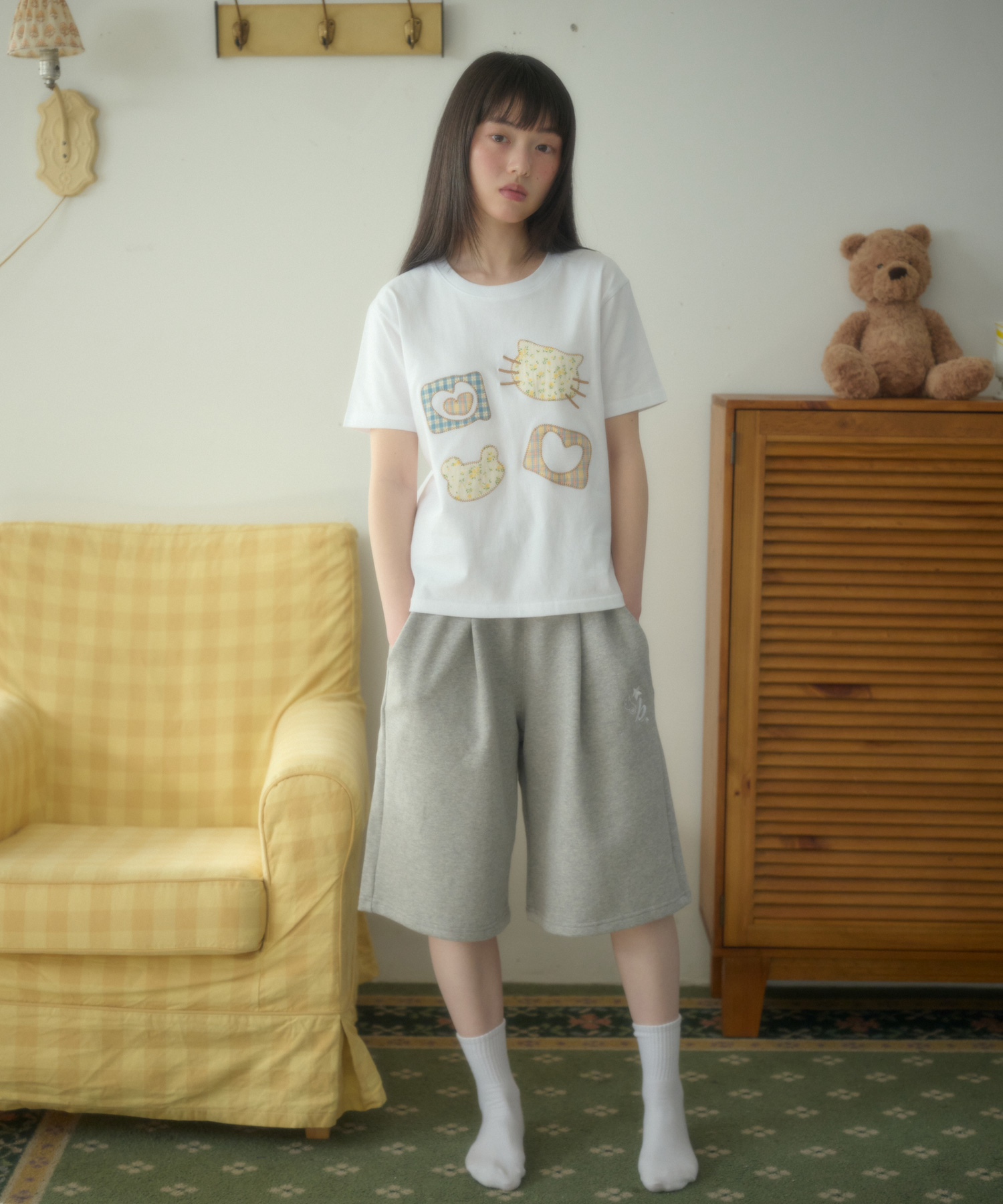 Meow Bear Over fit T-Shirts AS1309 (White)