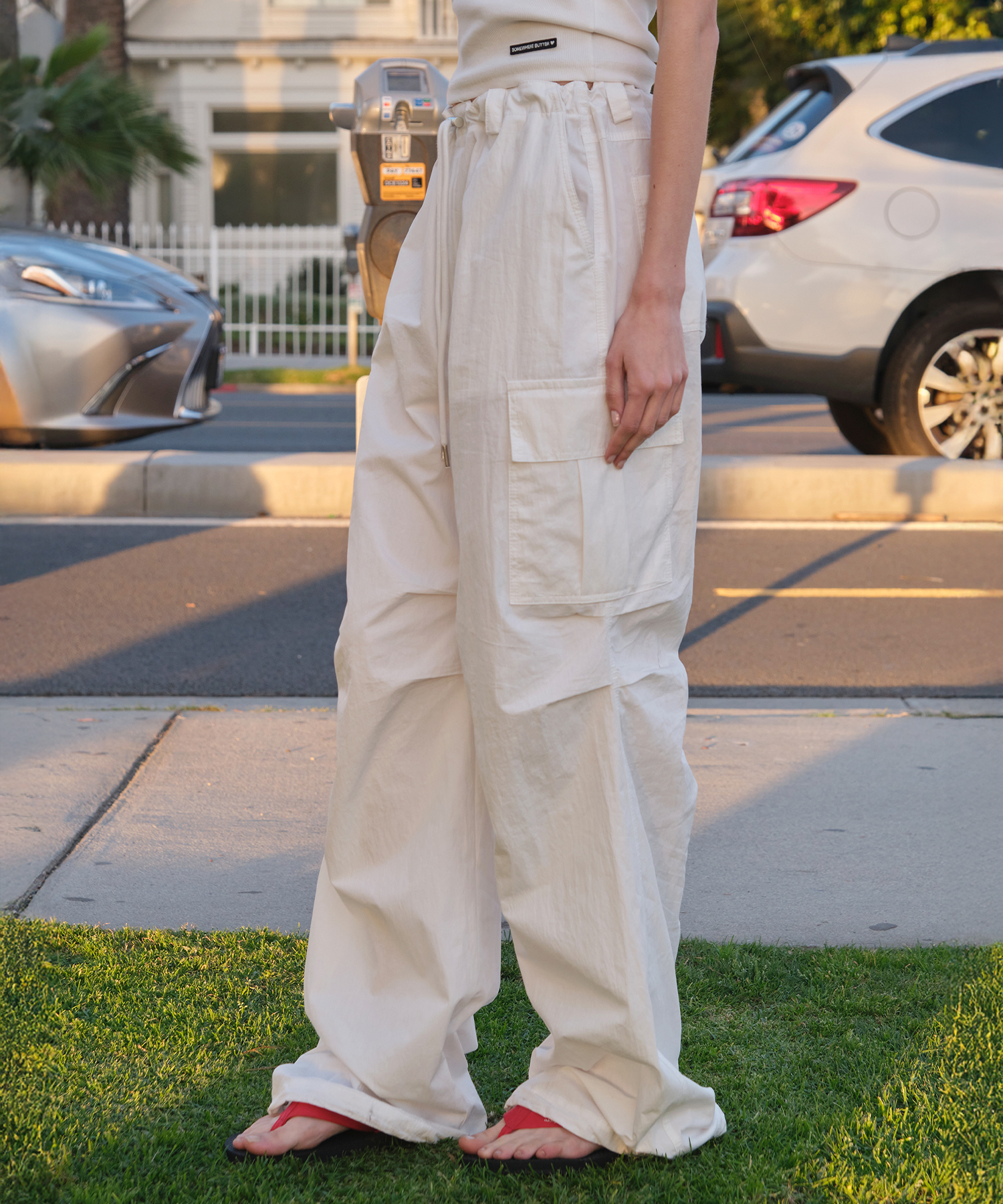 Austen String Cargo Pants - Ivory
