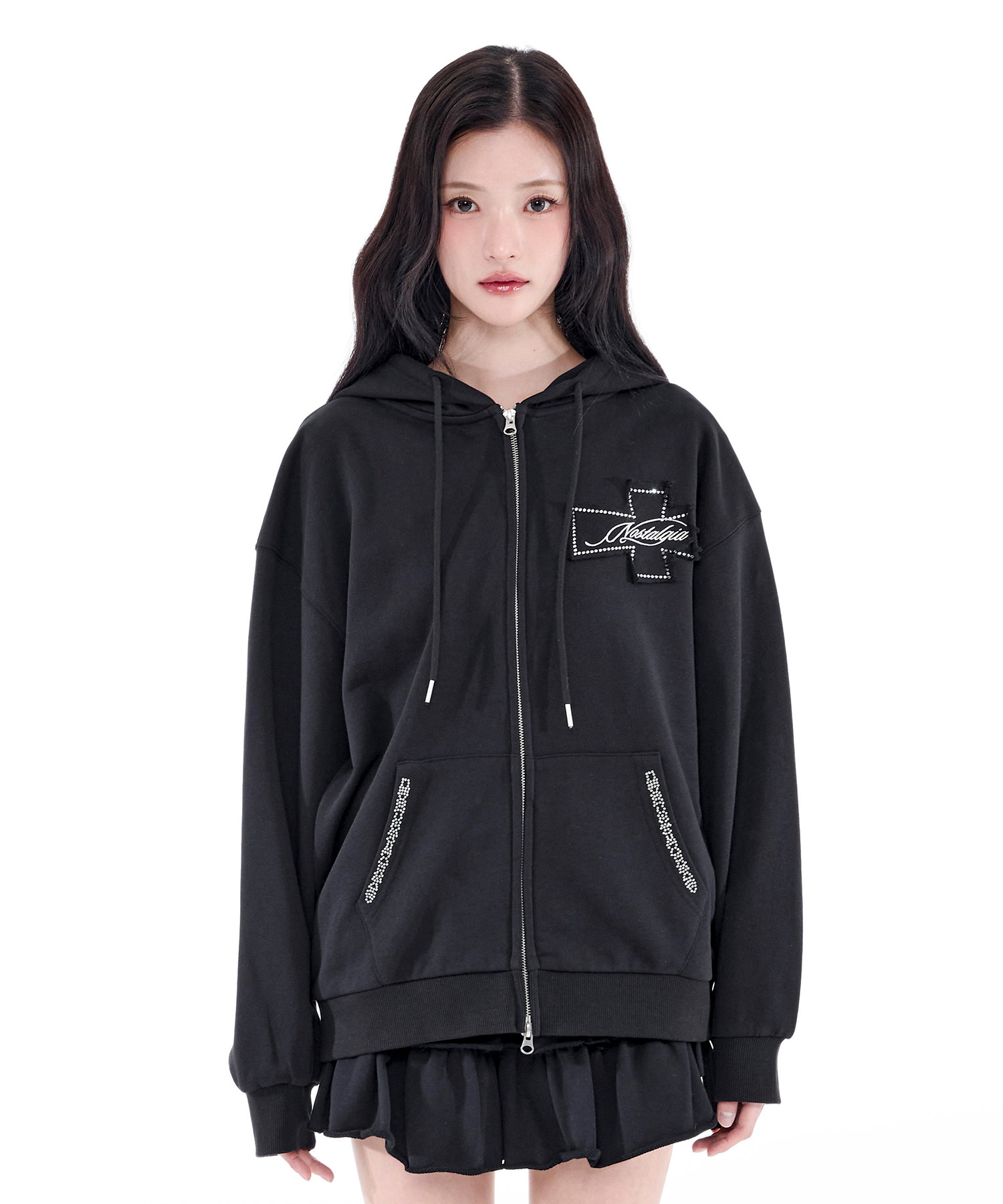 Nostalgia Hoodie Zip-Up (Black)